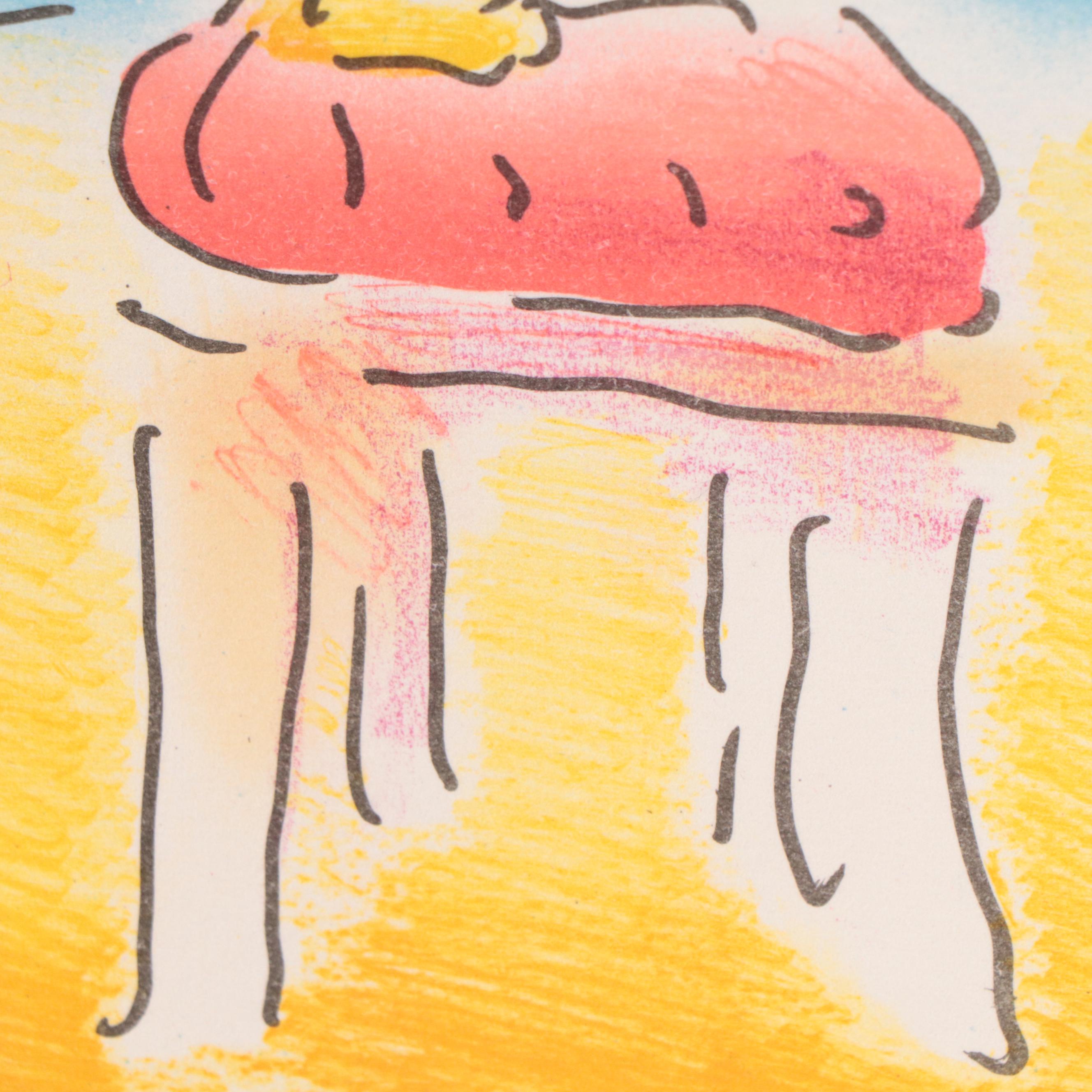 Peter Max Modernist Color Lithograph "Old Chair," 1981