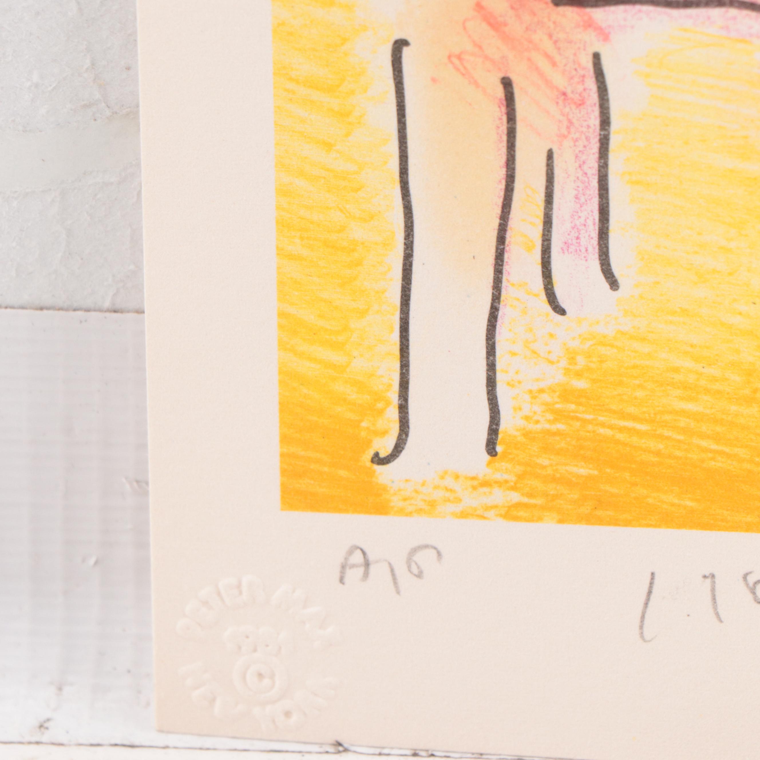 Peter Max Modernist Color Lithograph "Old Chair," 1981