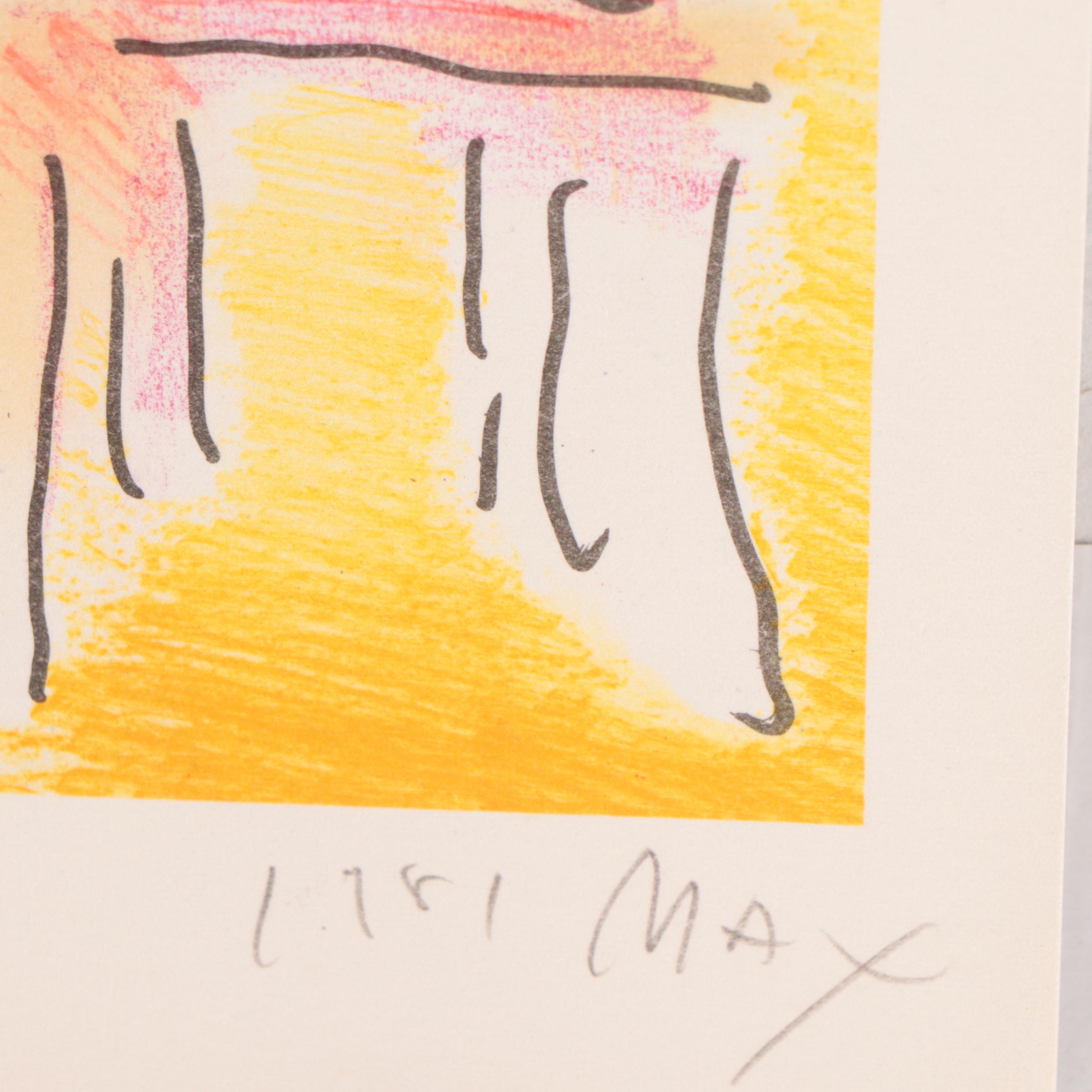 Peter Max Modernist Color Lithograph "Old Chair," 1981