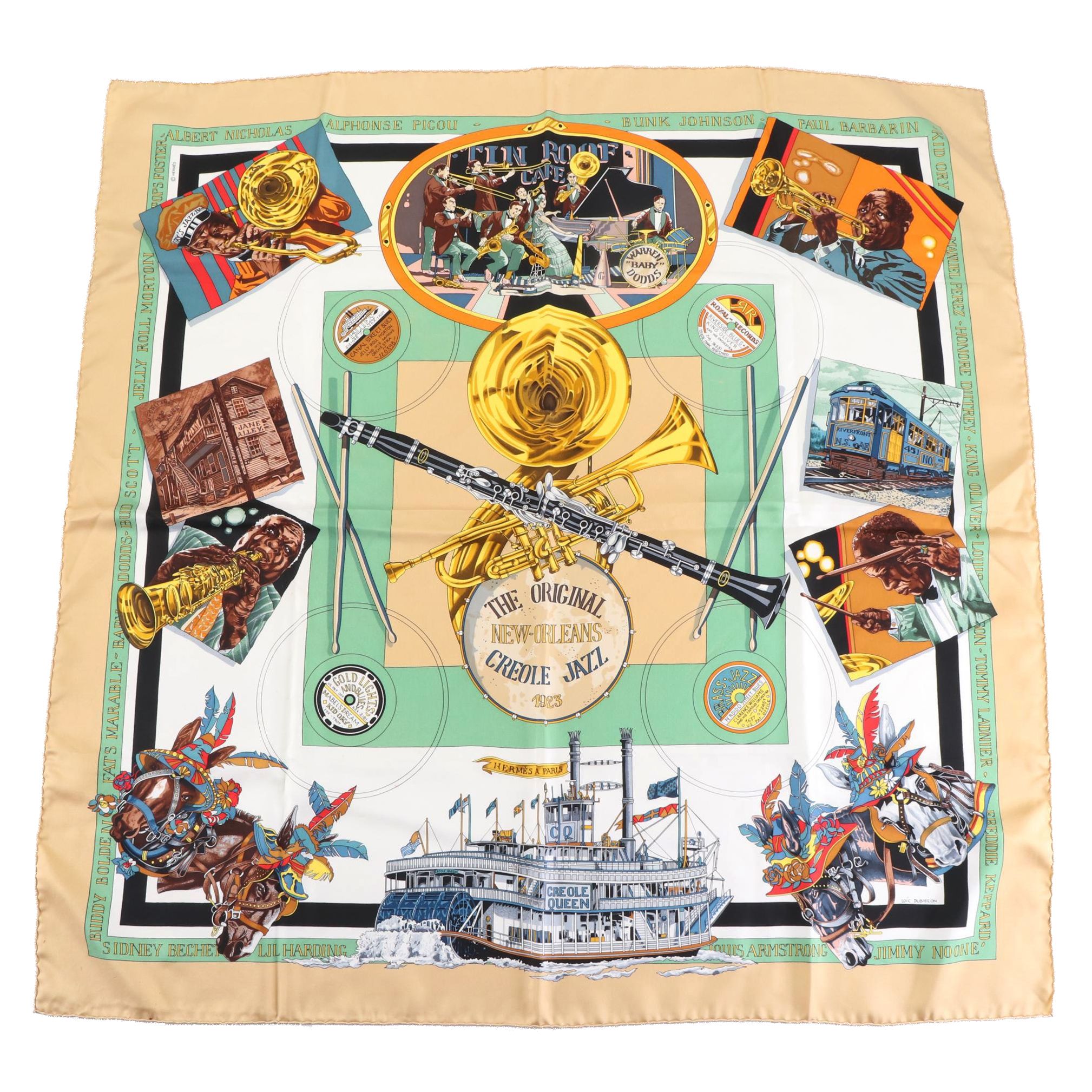 Hermès "The Original New Orleans Creole Jazz 1923" Silk Twill Scarf 90