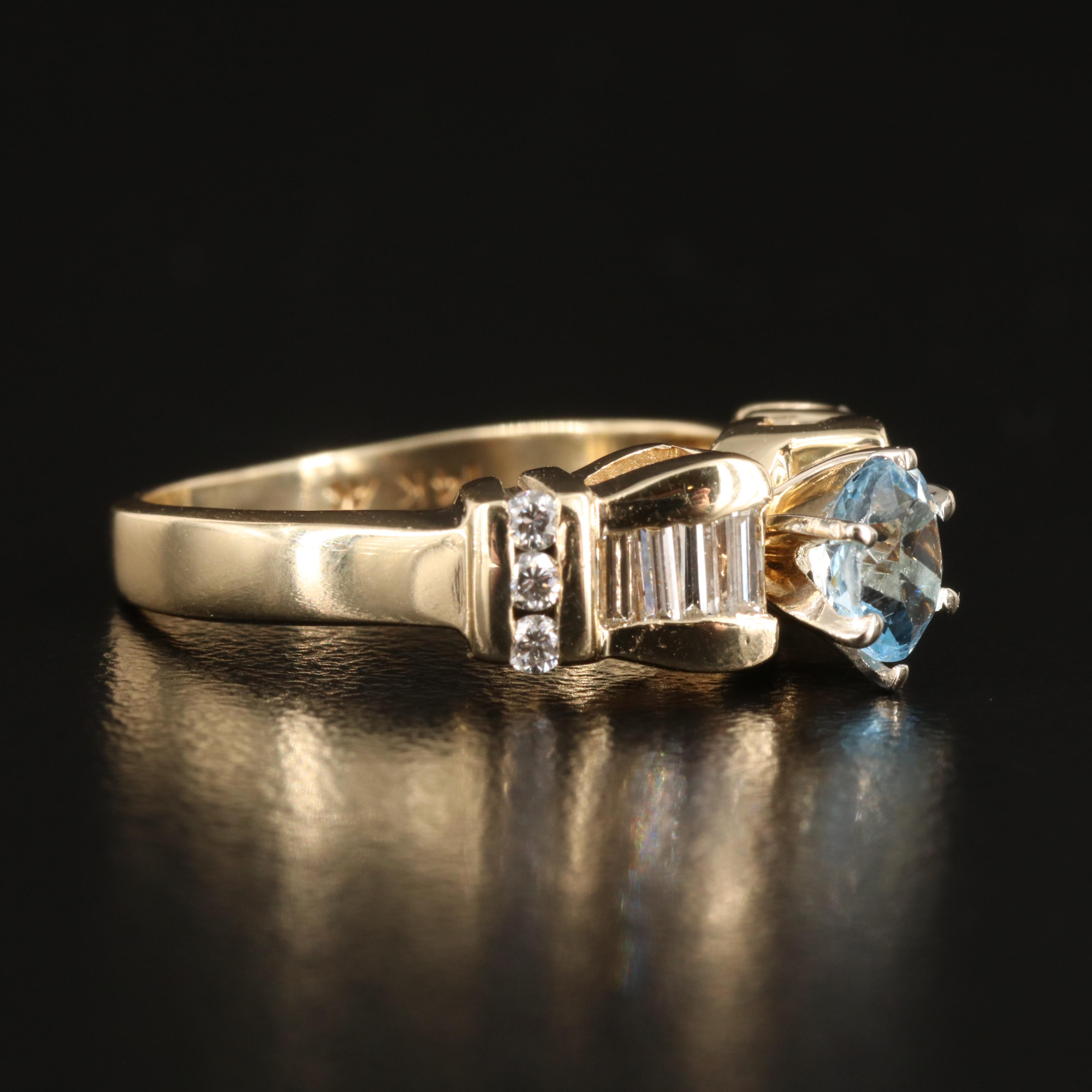 14K Aquamarine and Diamond Ring