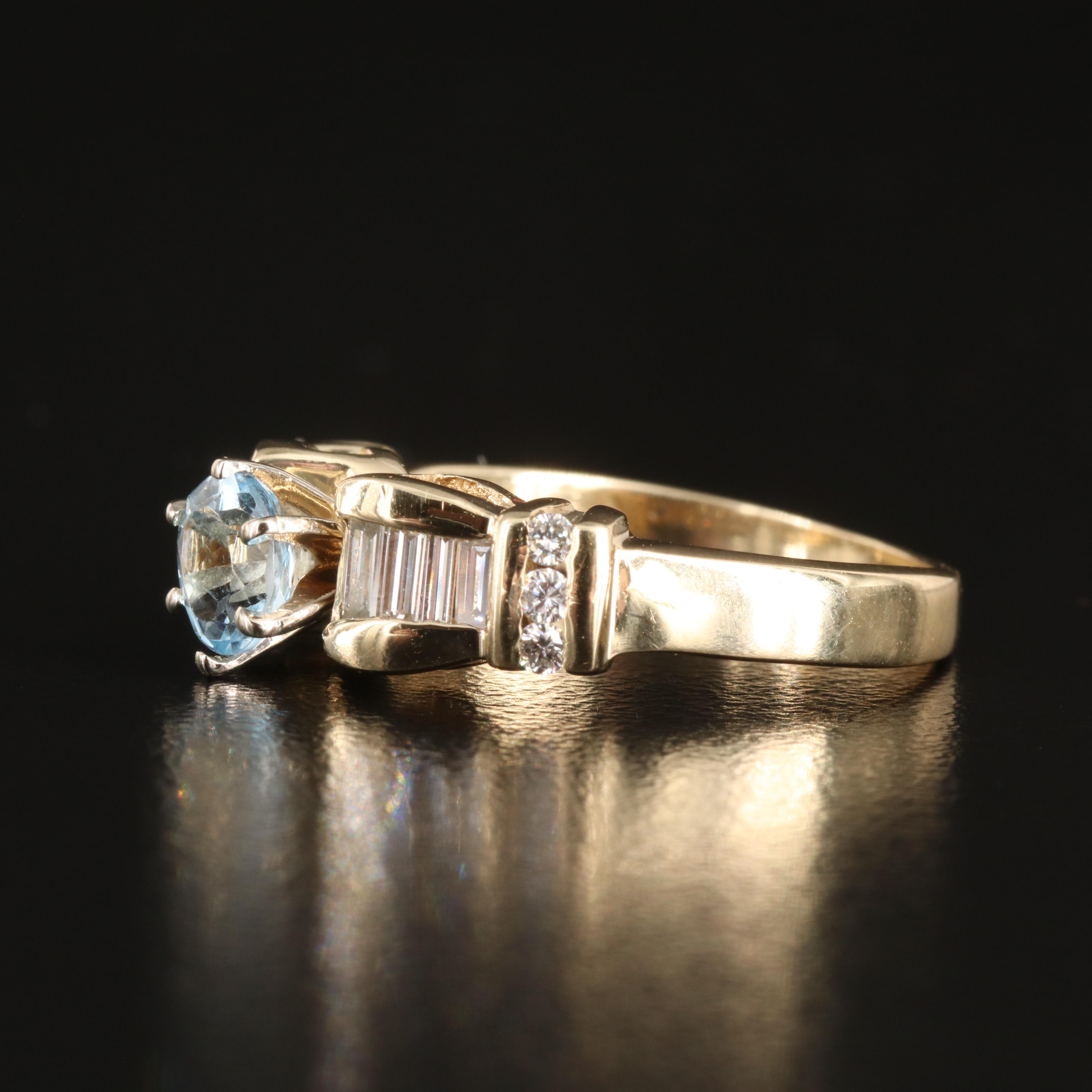 14K Aquamarine and Diamond Ring