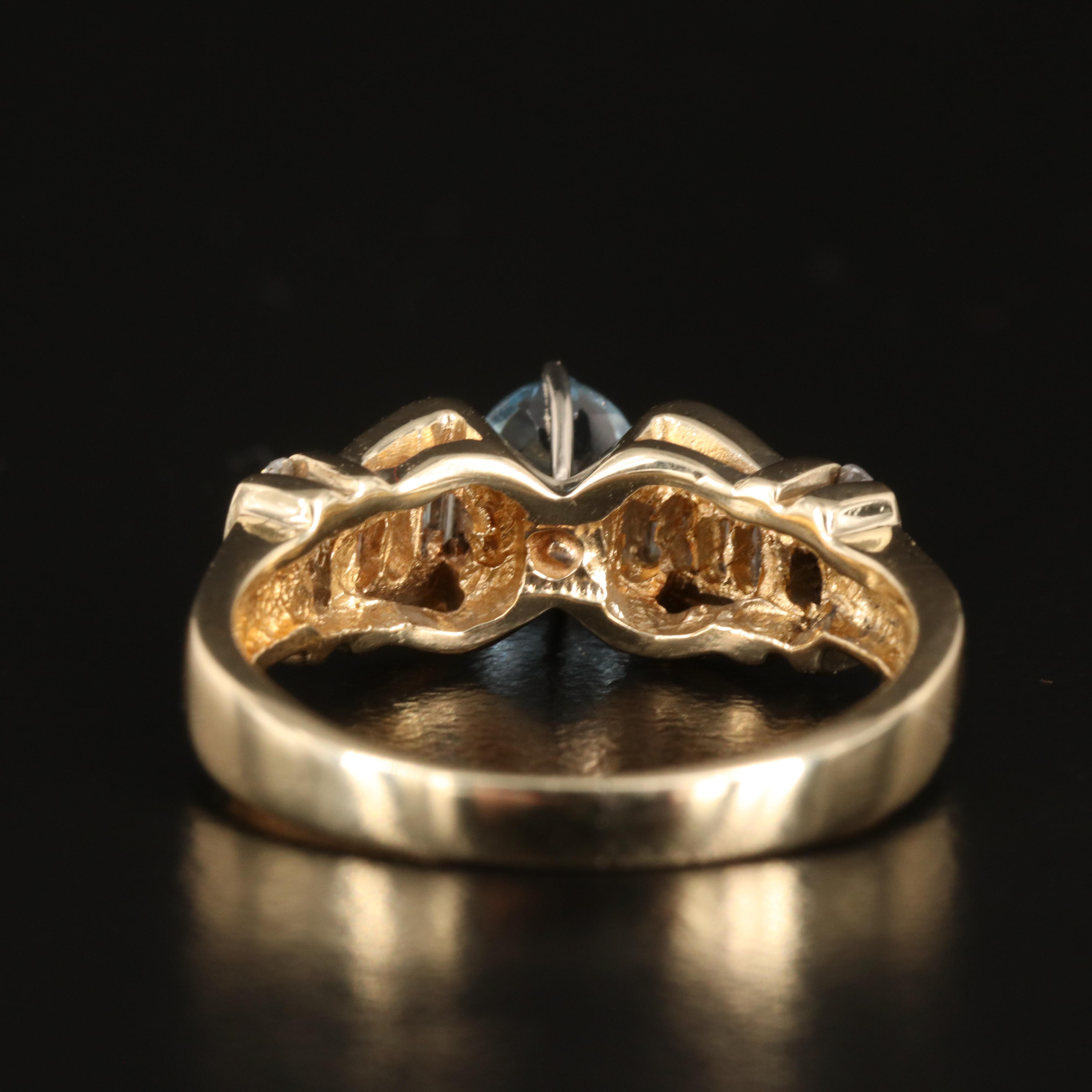 14K Aquamarine and Diamond Ring