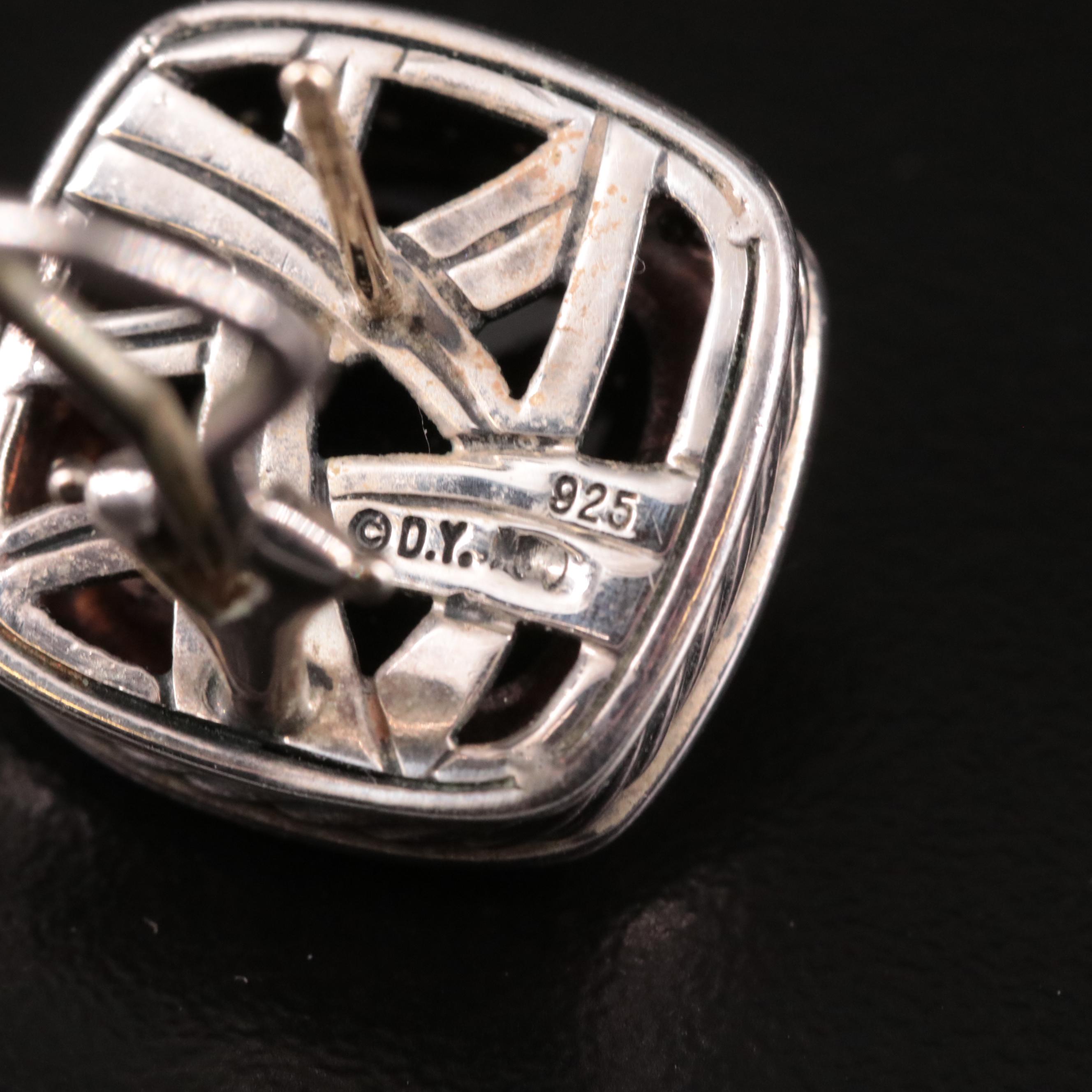 David Yurman 11mm Sterling Onyx and Diamond Albion Earrings