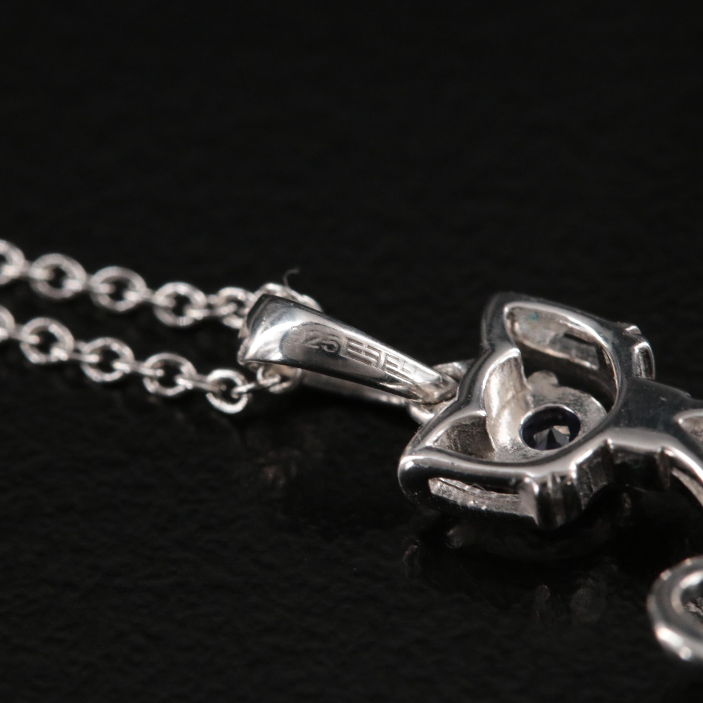 EFFY Sterling Tanzanite and Diamond Cat Pendant Necklace