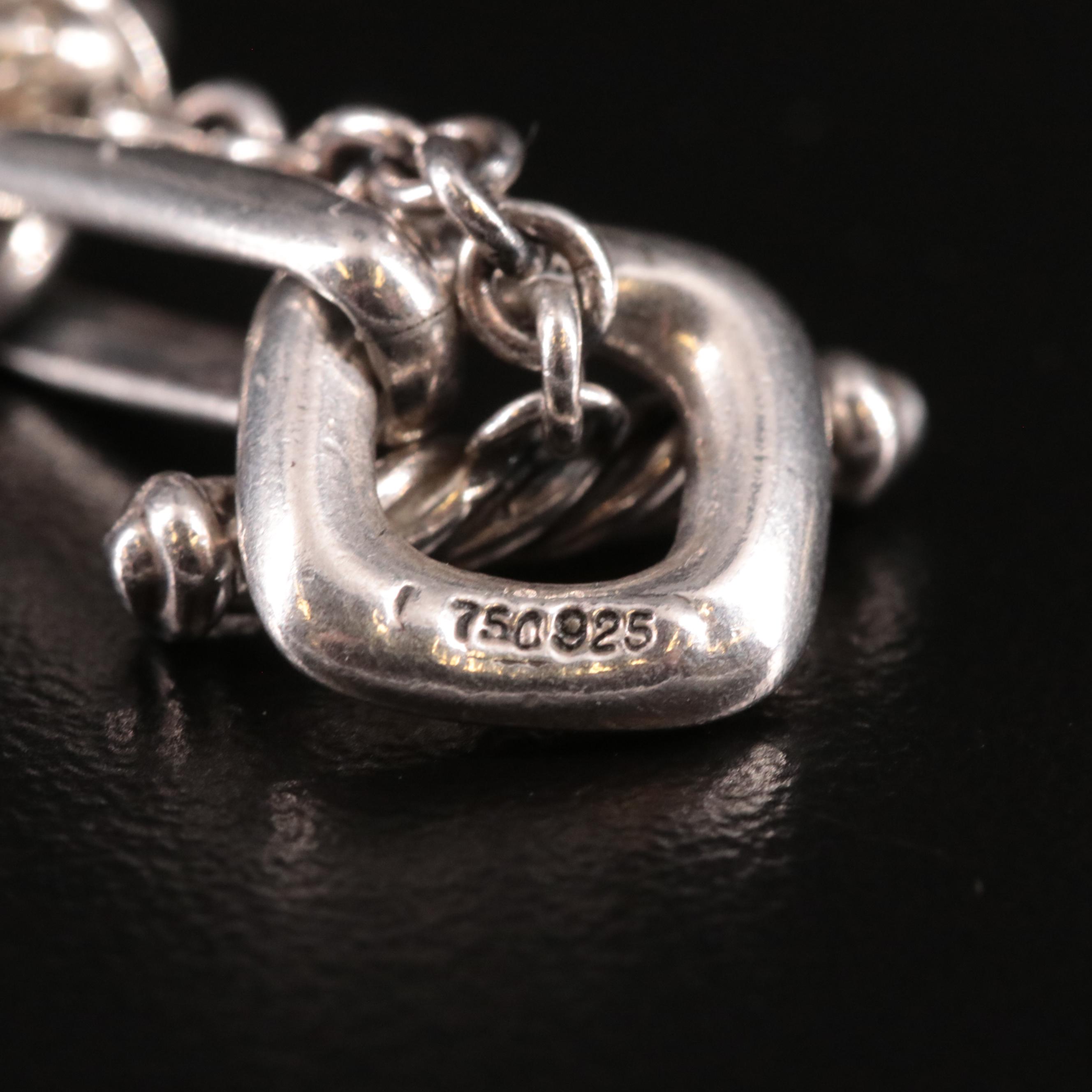 David Yurman "Figaro" Onyx and Diamond Sterling Necklace with 18K Accents