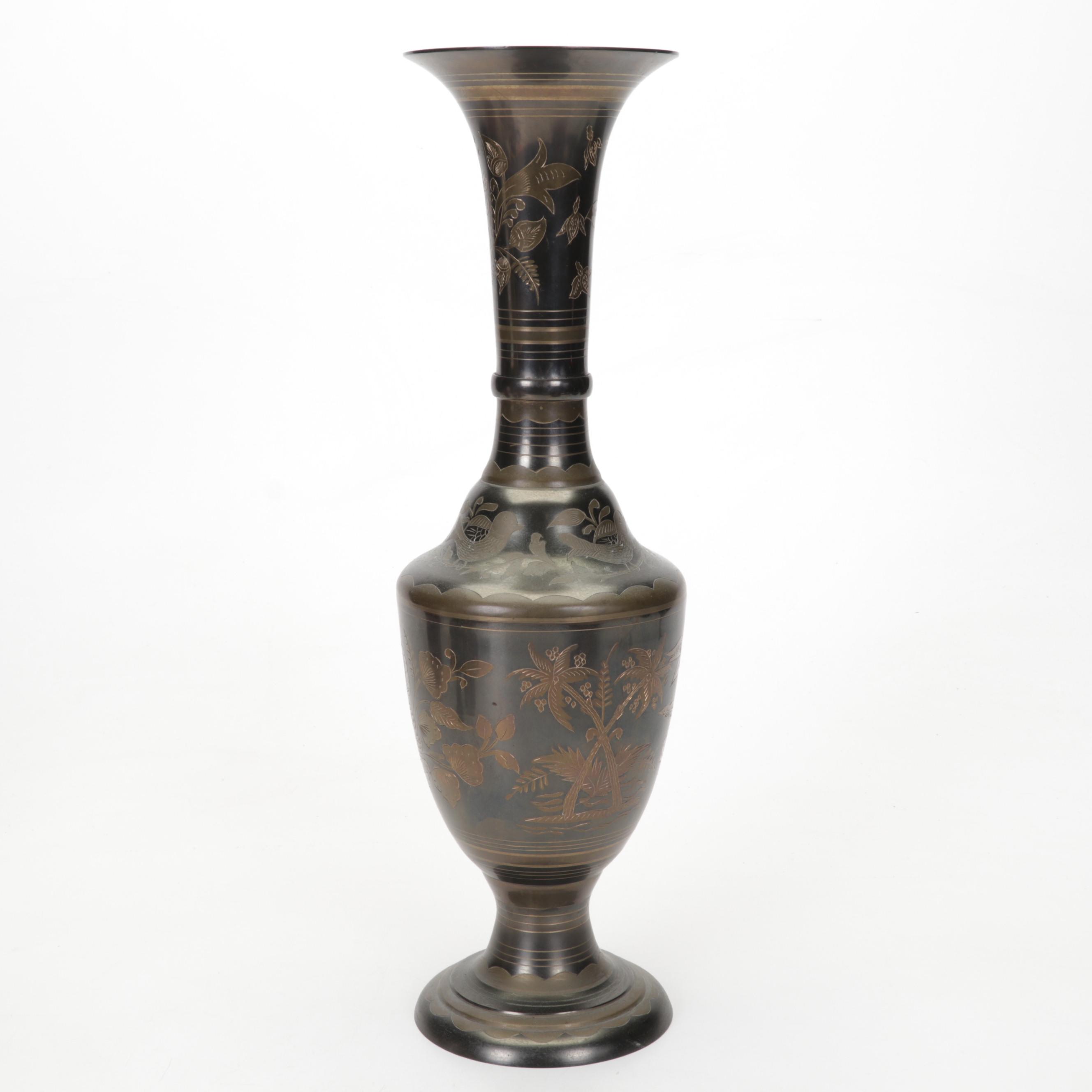 Etched Metal Vase, Brass Crane Sculpture, Duck Bookends, Salad Set and More