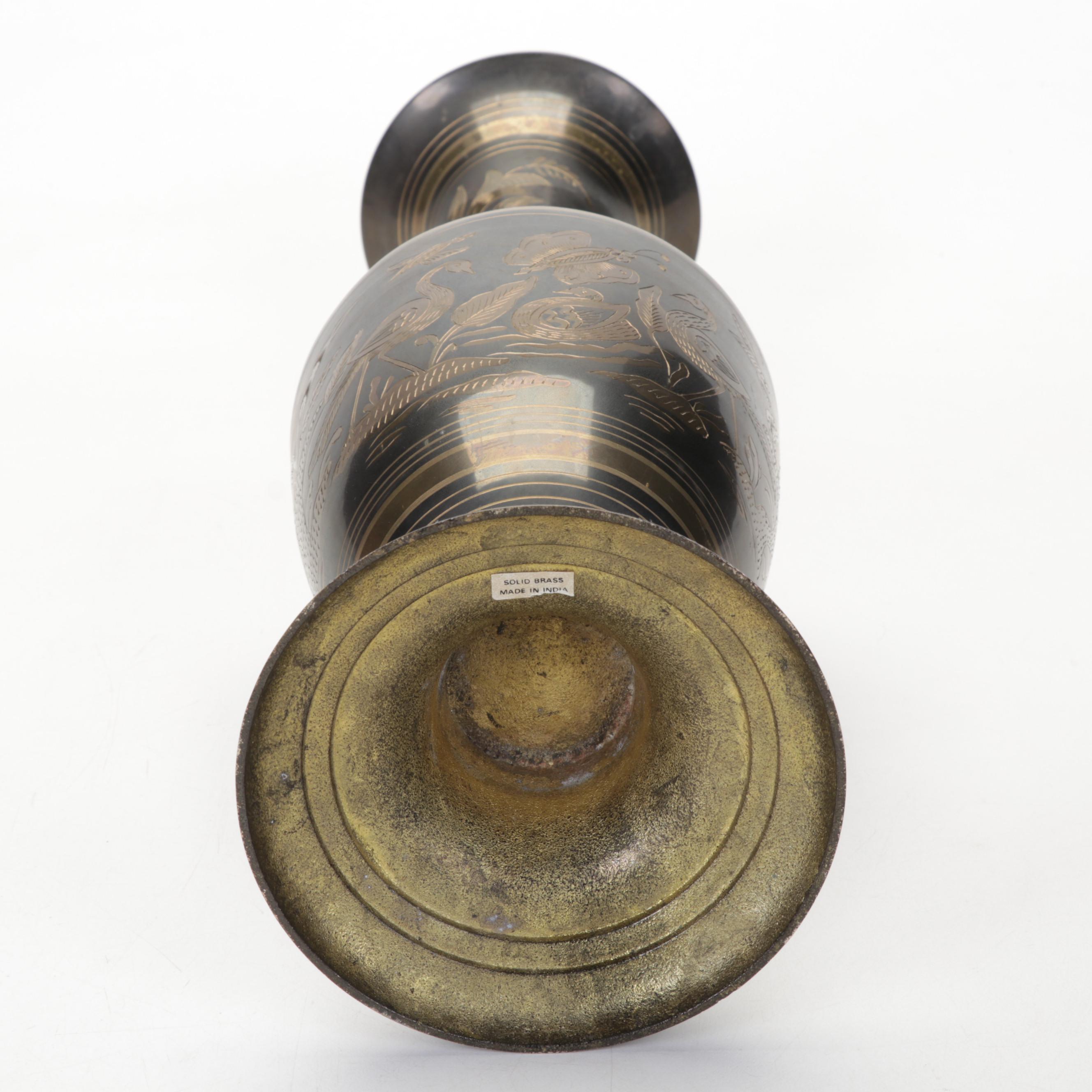 Etched Metal Vase, Brass Crane Sculpture, Duck Bookends, Salad Set and More