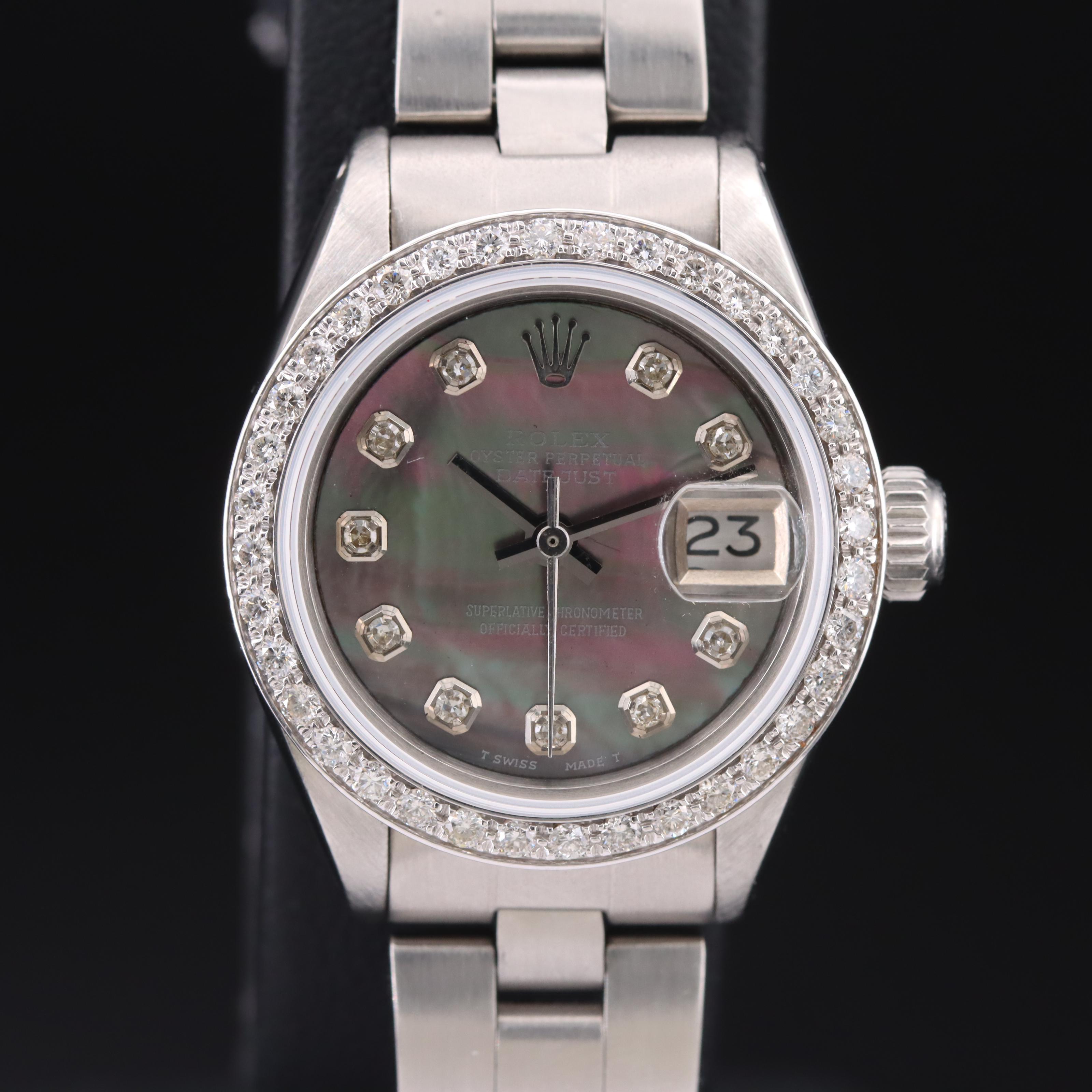 1978 Rolex Diamond Mother-of-Pearl Dial and Diamond Bezel Datejust Watch