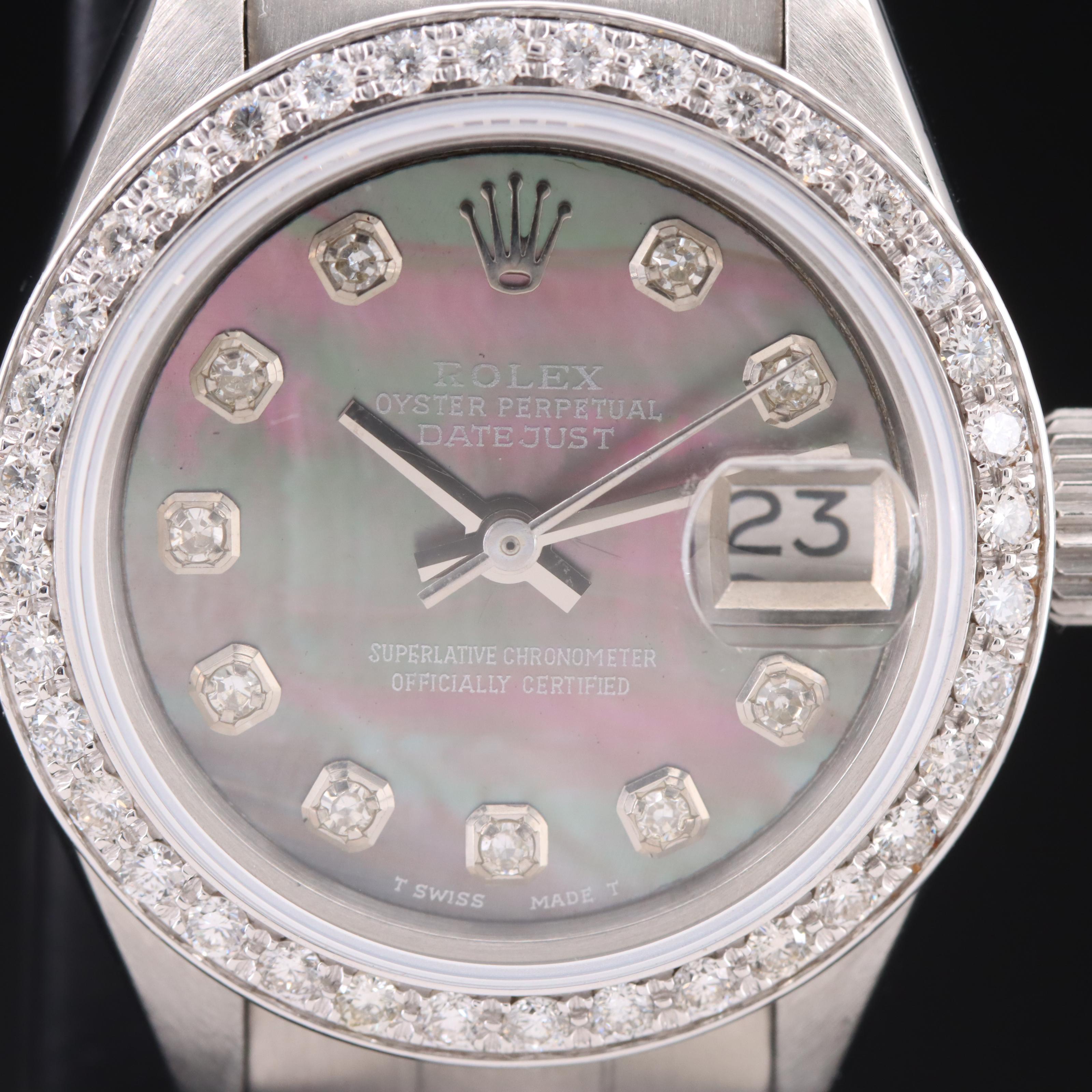 1978 Rolex Diamond Mother-of-Pearl Dial and Diamond Bezel Datejust Watch