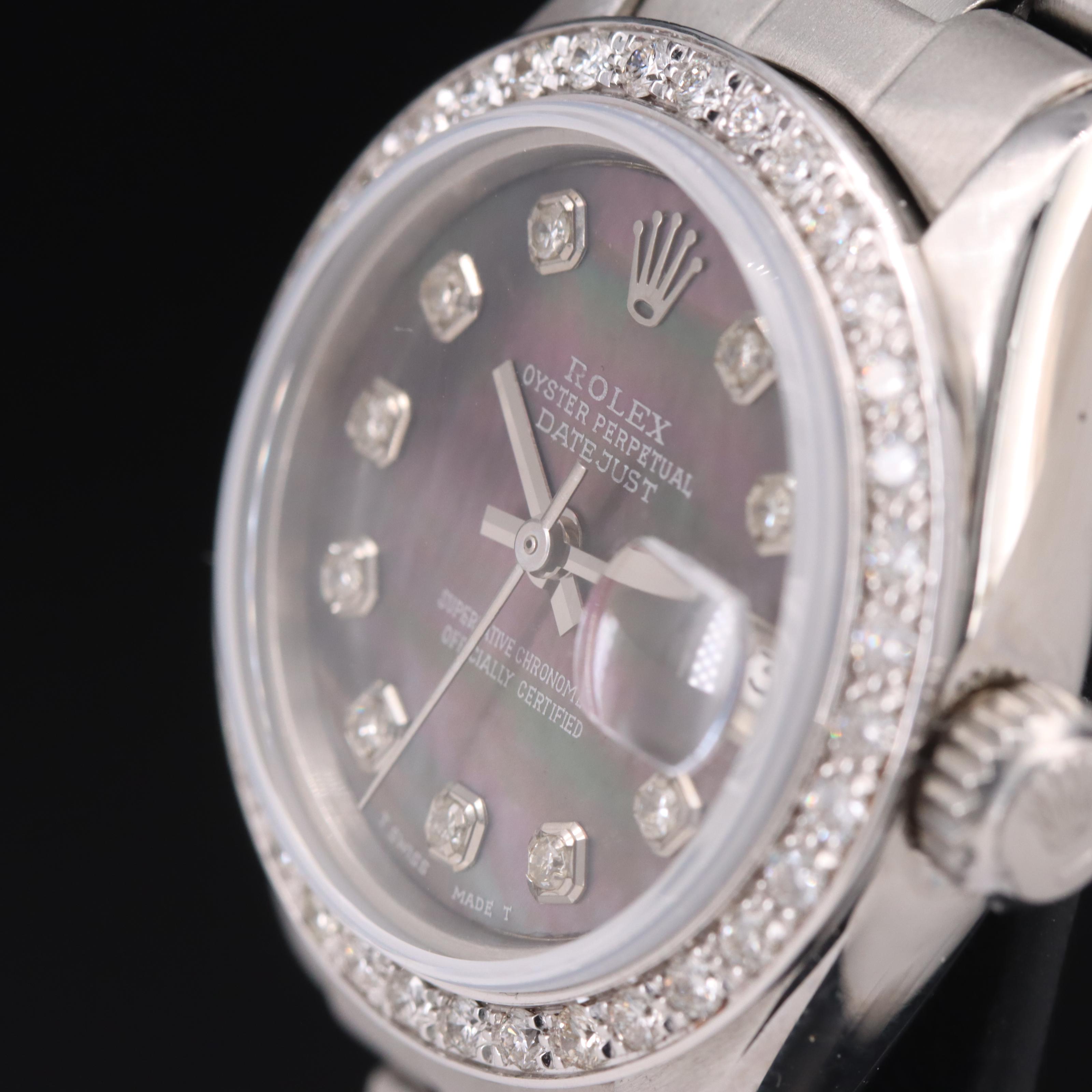 1978 Rolex Diamond Mother-of-Pearl Dial and Diamond Bezel Datejust Watch