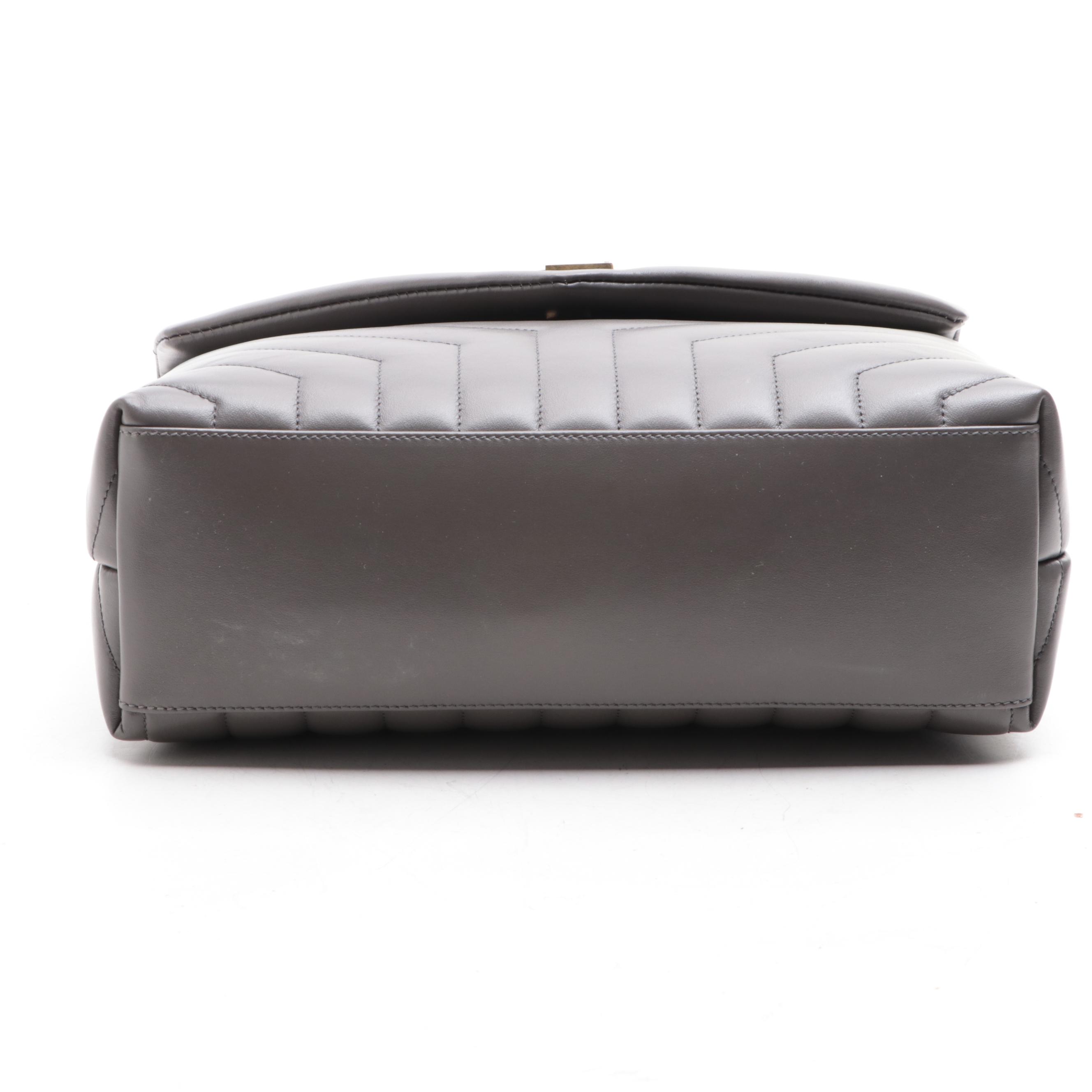 Saint Laurent Medium LouLou Chain Shoulder Bag in Chevron Quilted Leather