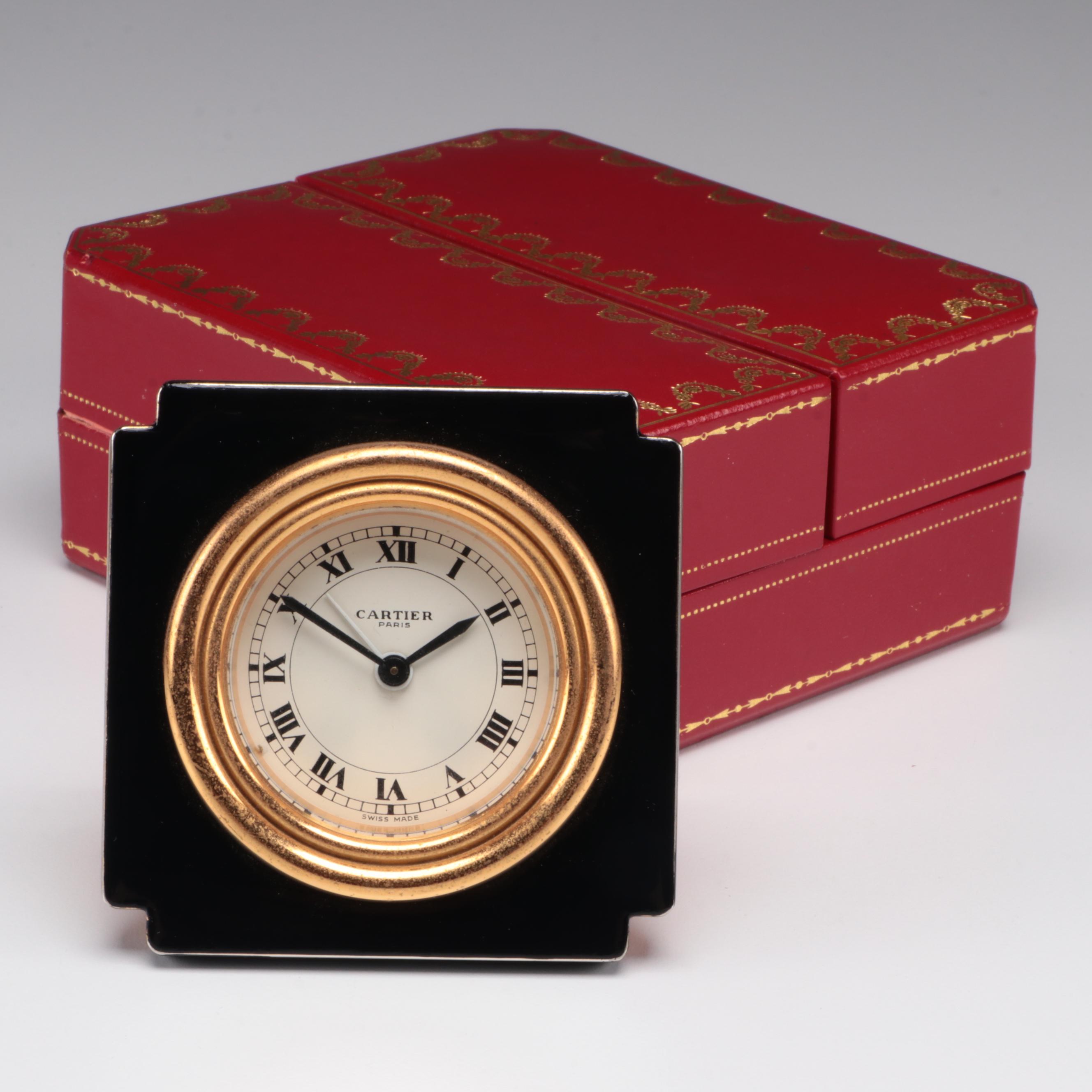 Cartier Travel Alarm Clock with Original Box