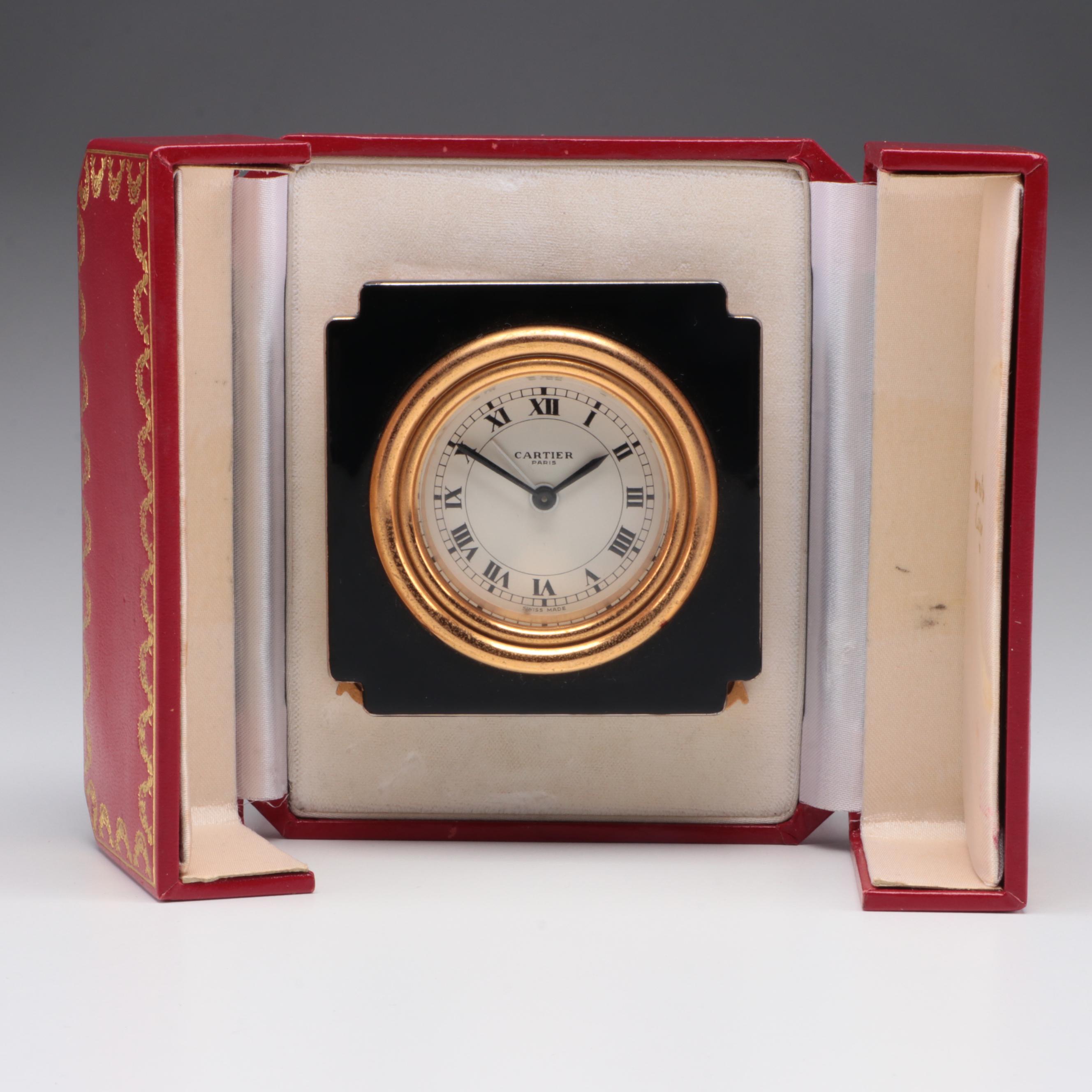 Cartier Travel Alarm Clock with Original Box