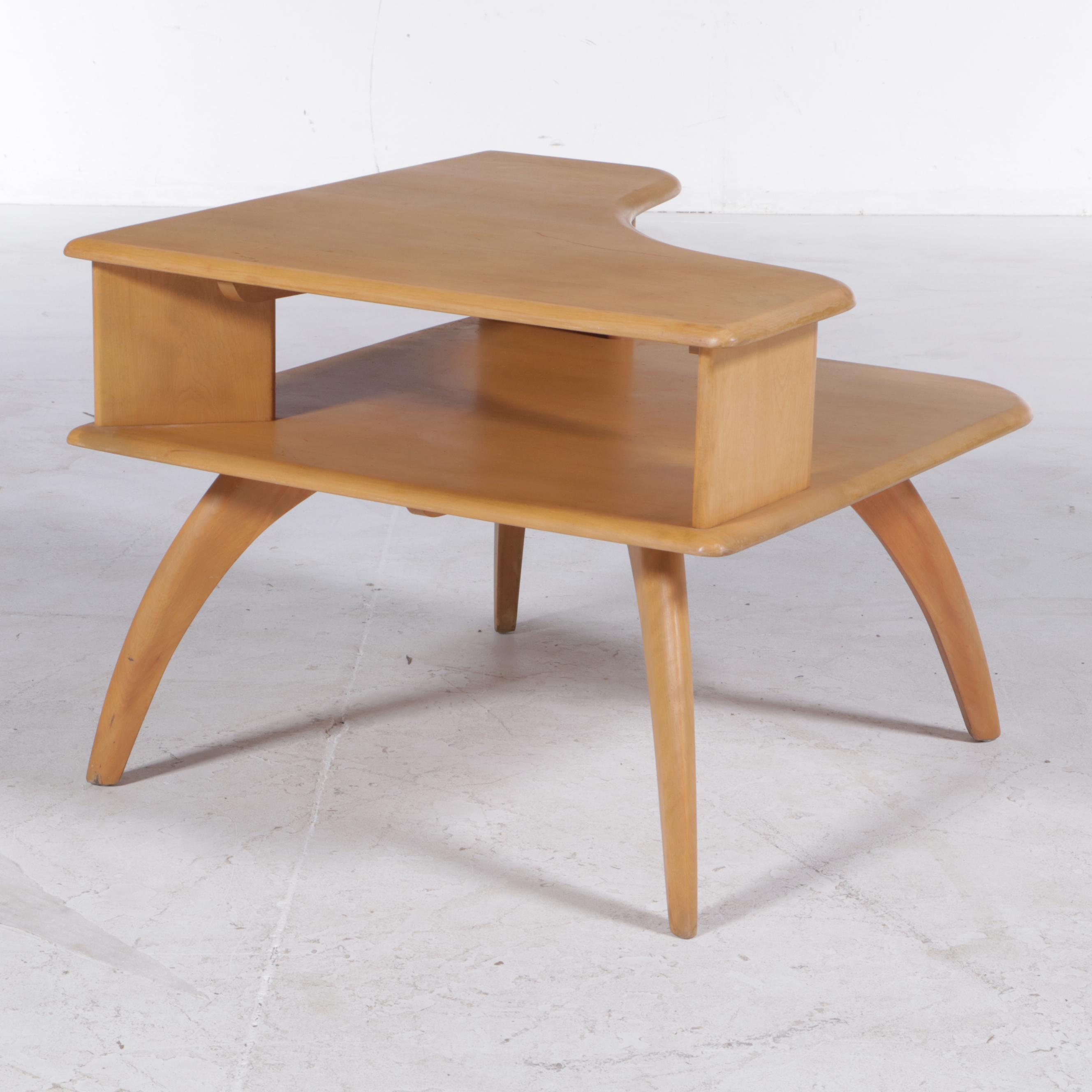 Heywood-Wakefield Mid Century Modern Two-Tier Corner Table