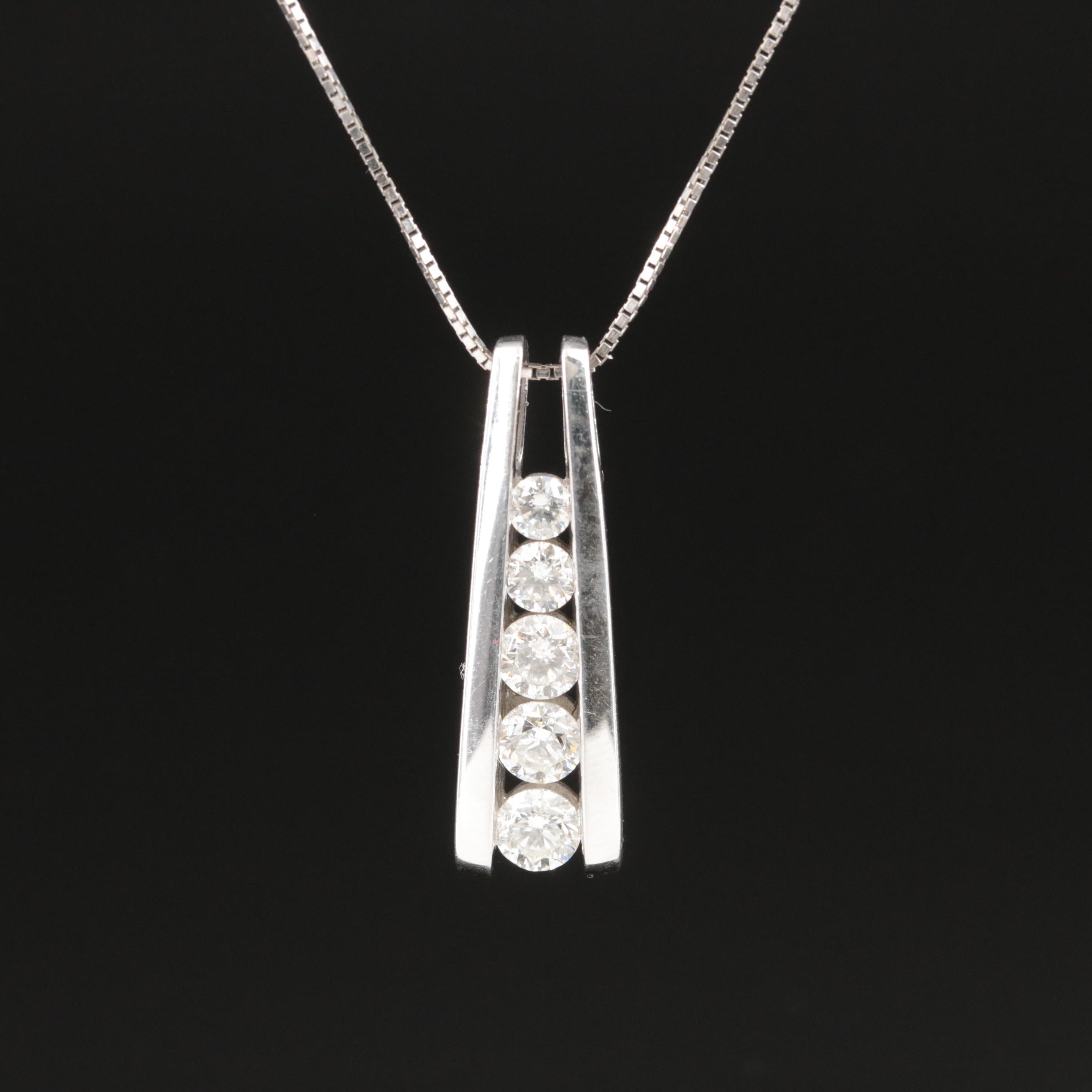 14K 1.16 CTW Diamond Graduated Pendant Necklace