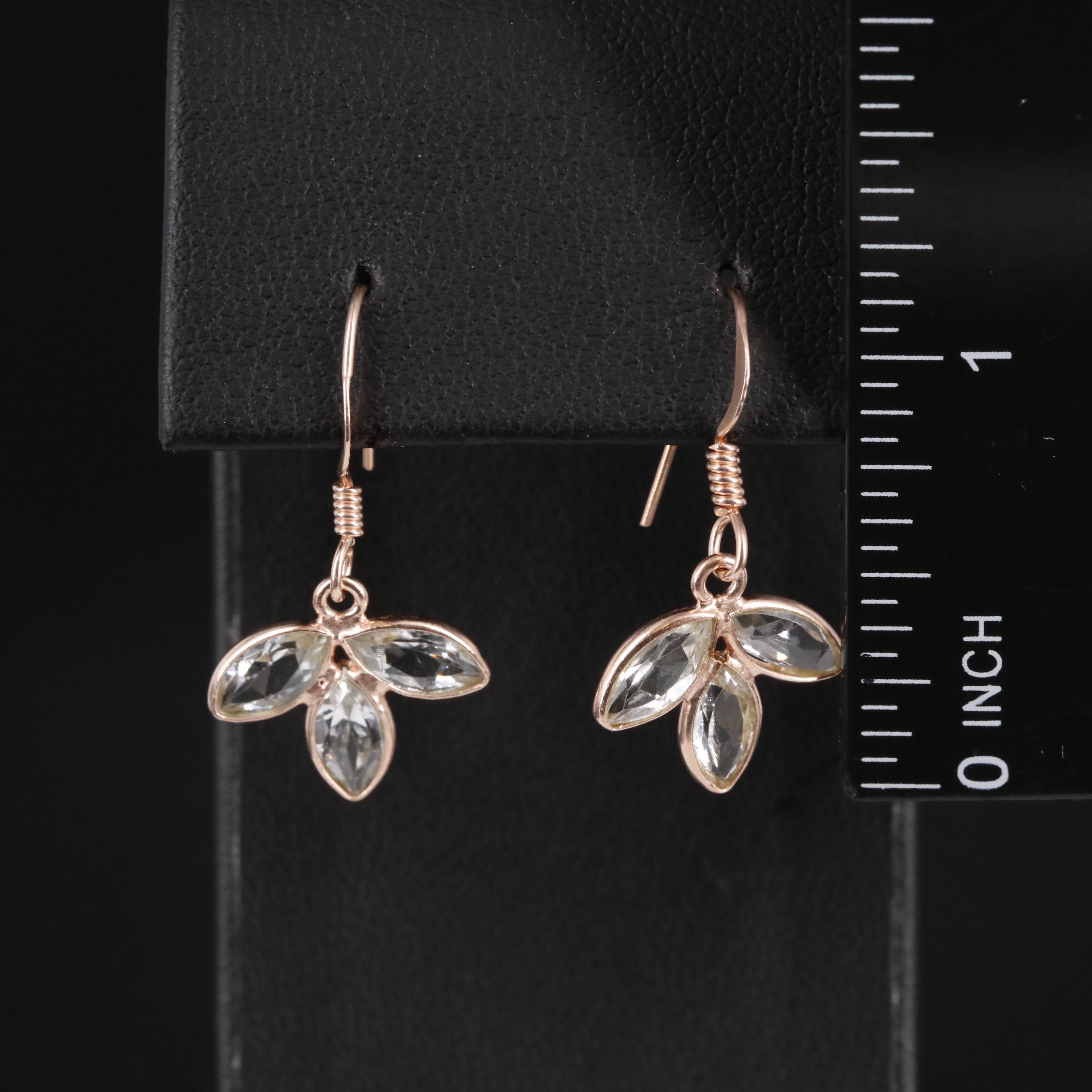 Sterling Gemstone Three Stone Drop Earrings