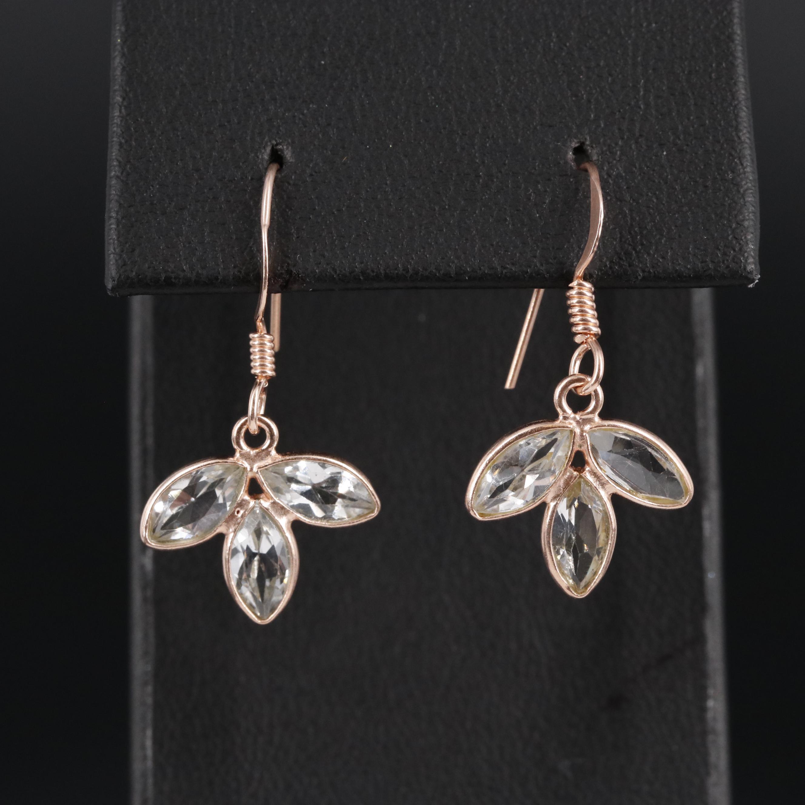 Sterling Gemstone Three Stone Drop Earrings