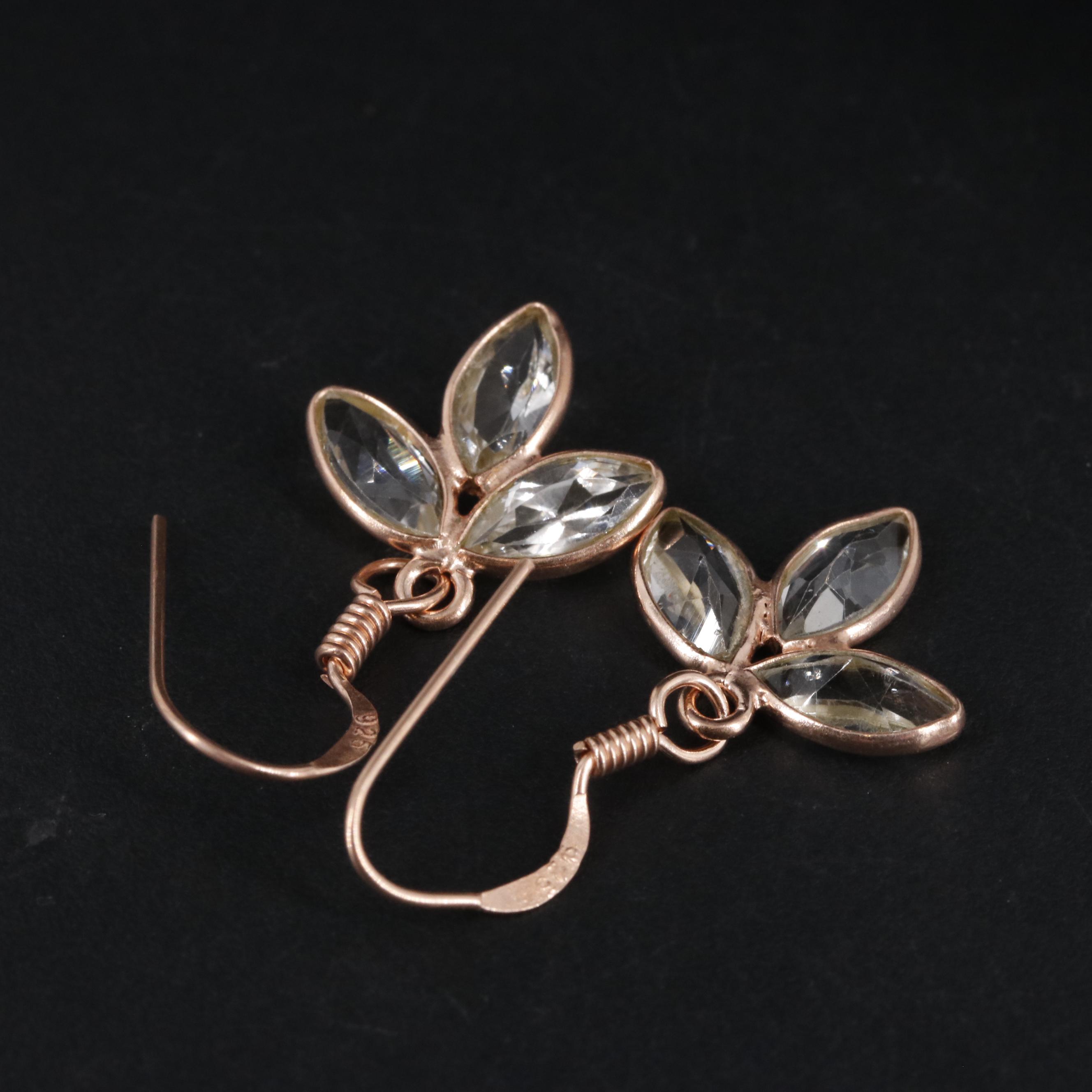 Sterling Gemstone Three Stone Drop Earrings