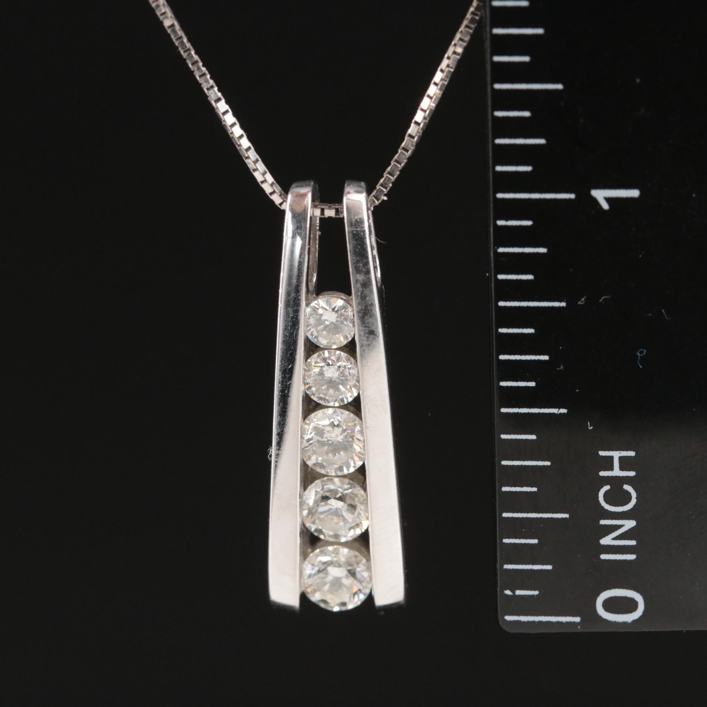 14K 1.16 CTW Diamond Graduated Pendant Necklace