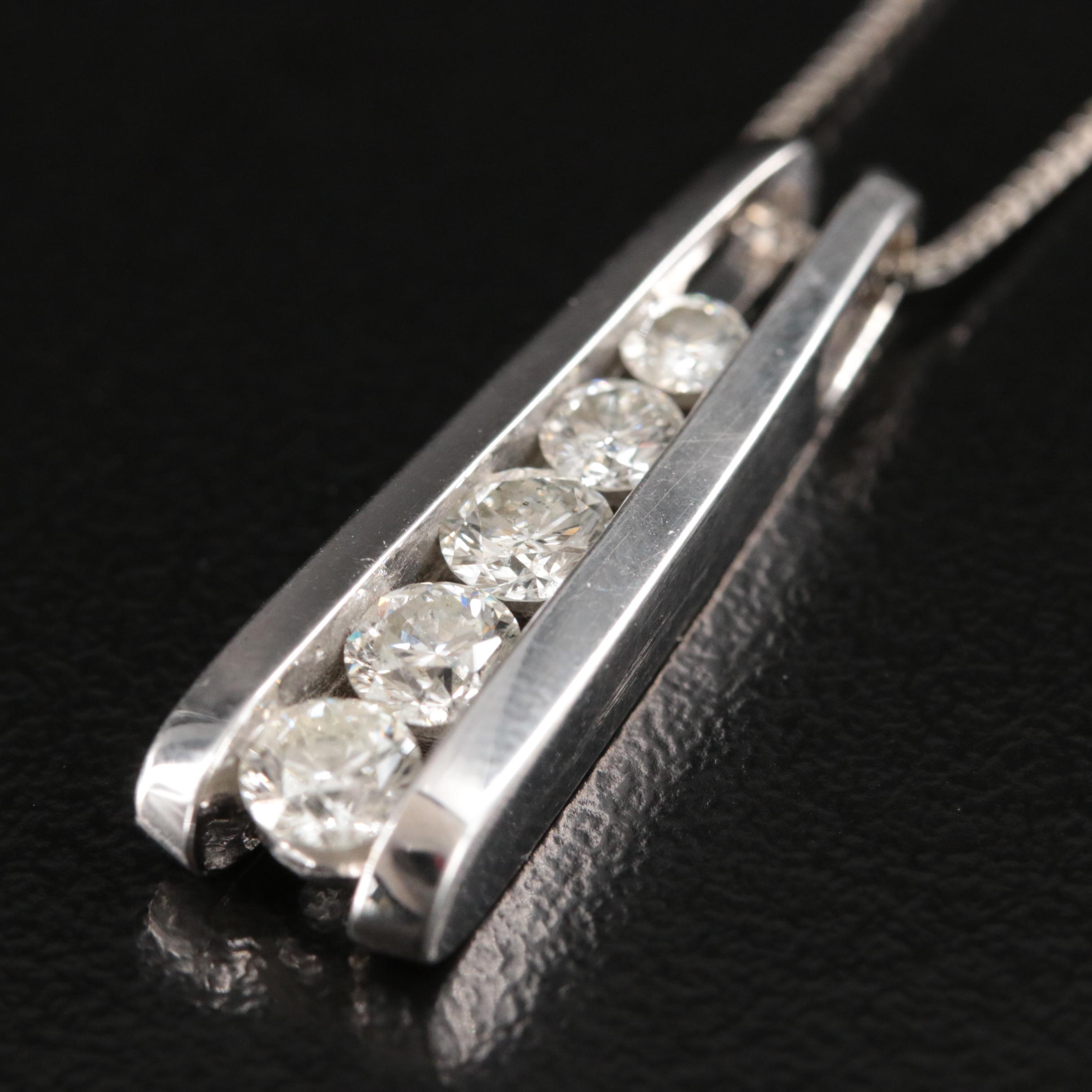 14K 1.16 CTW Diamond Graduated Pendant Necklace