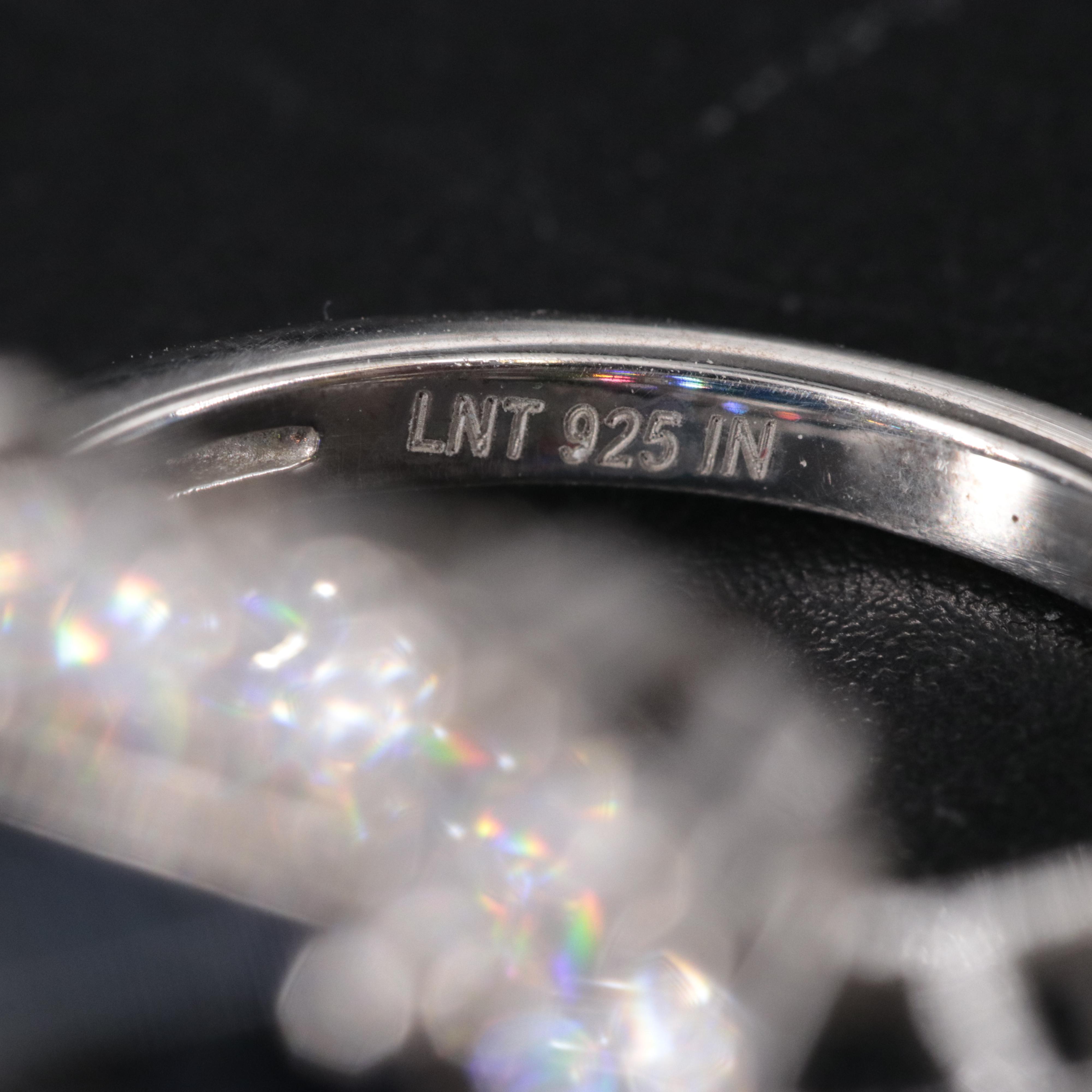 Sterling Silver Sapphire and Cubic Zirconia Ring