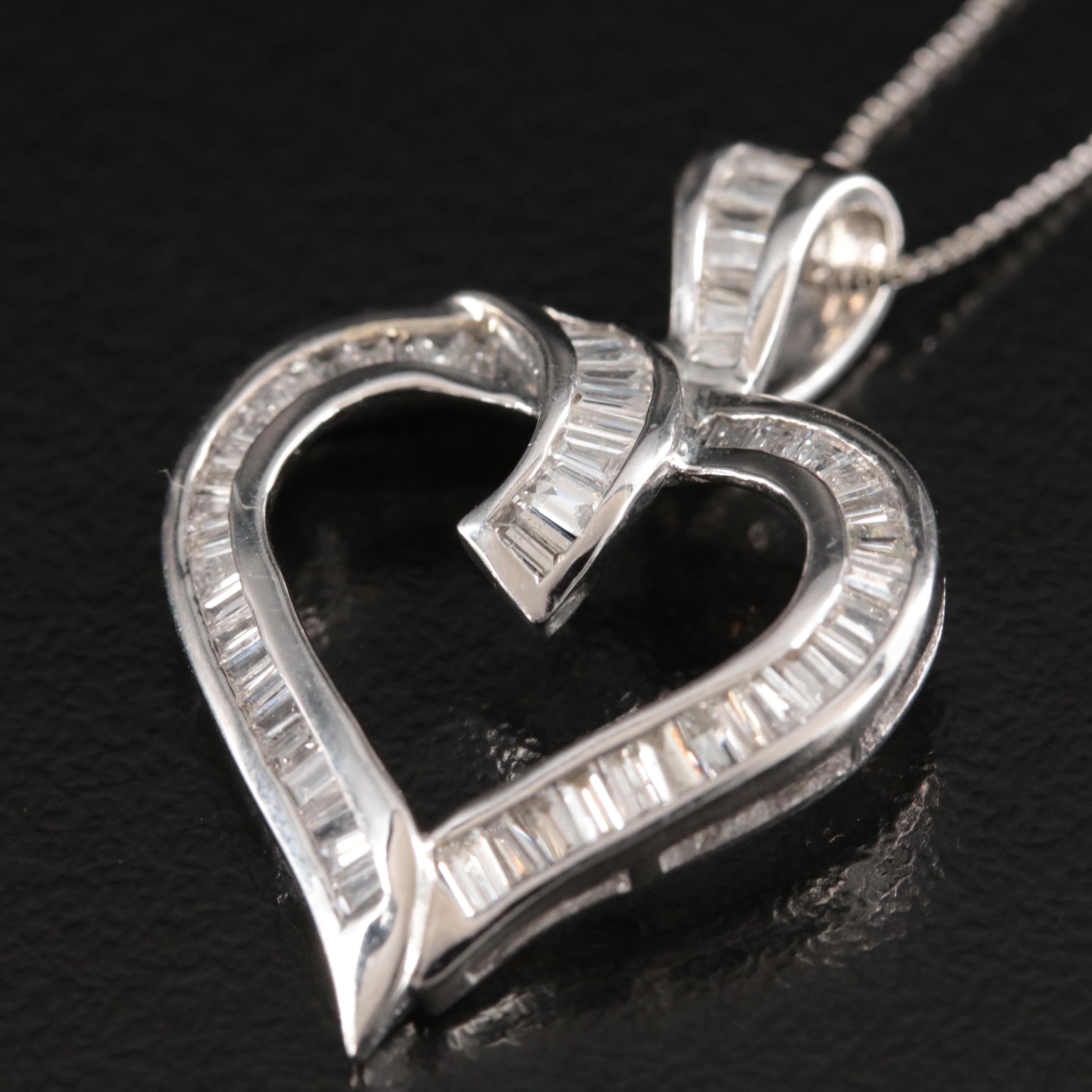10K 0.50 CTW Diamond Heart Pendant Necklace