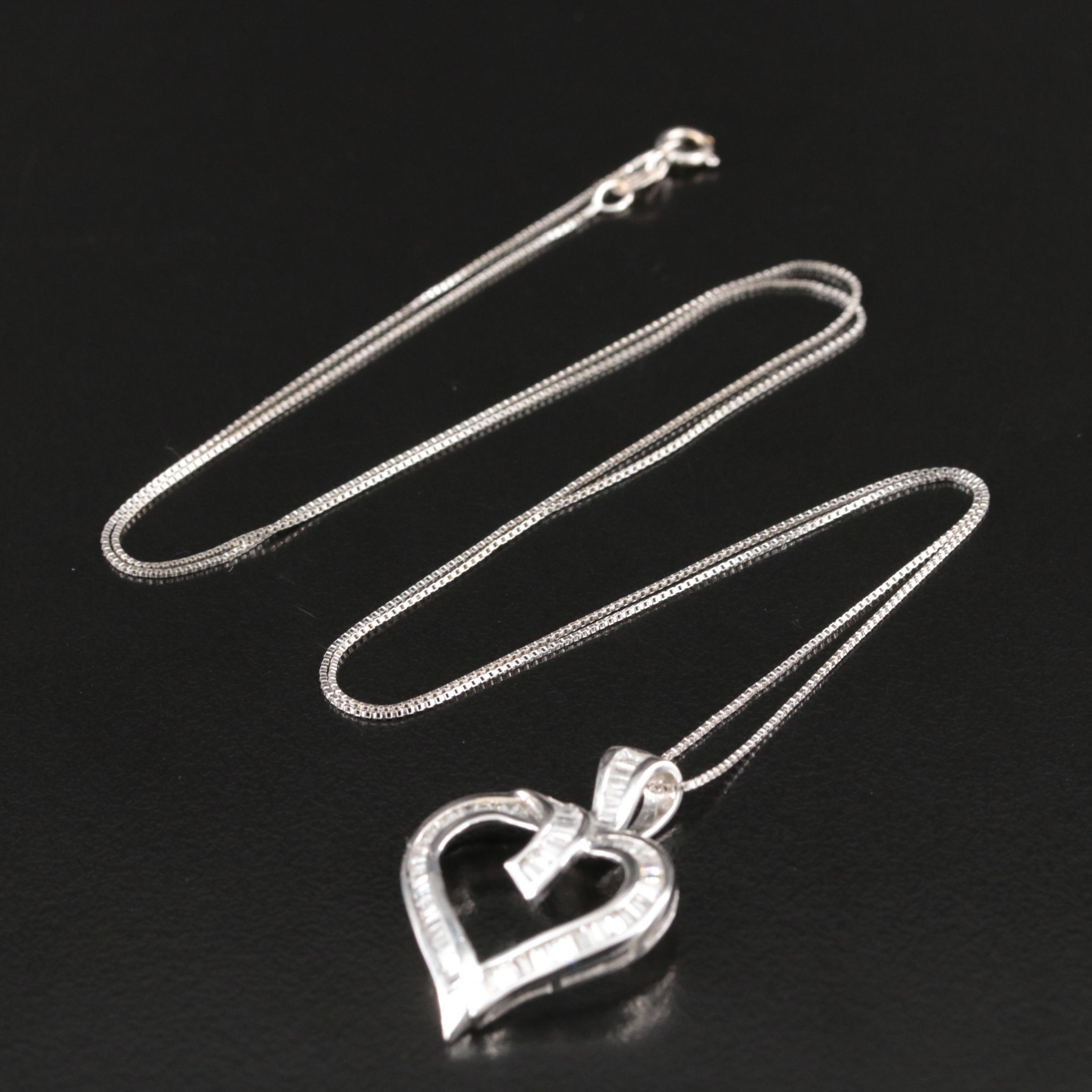 10K 0.50 CTW Diamond Heart Pendant Necklace