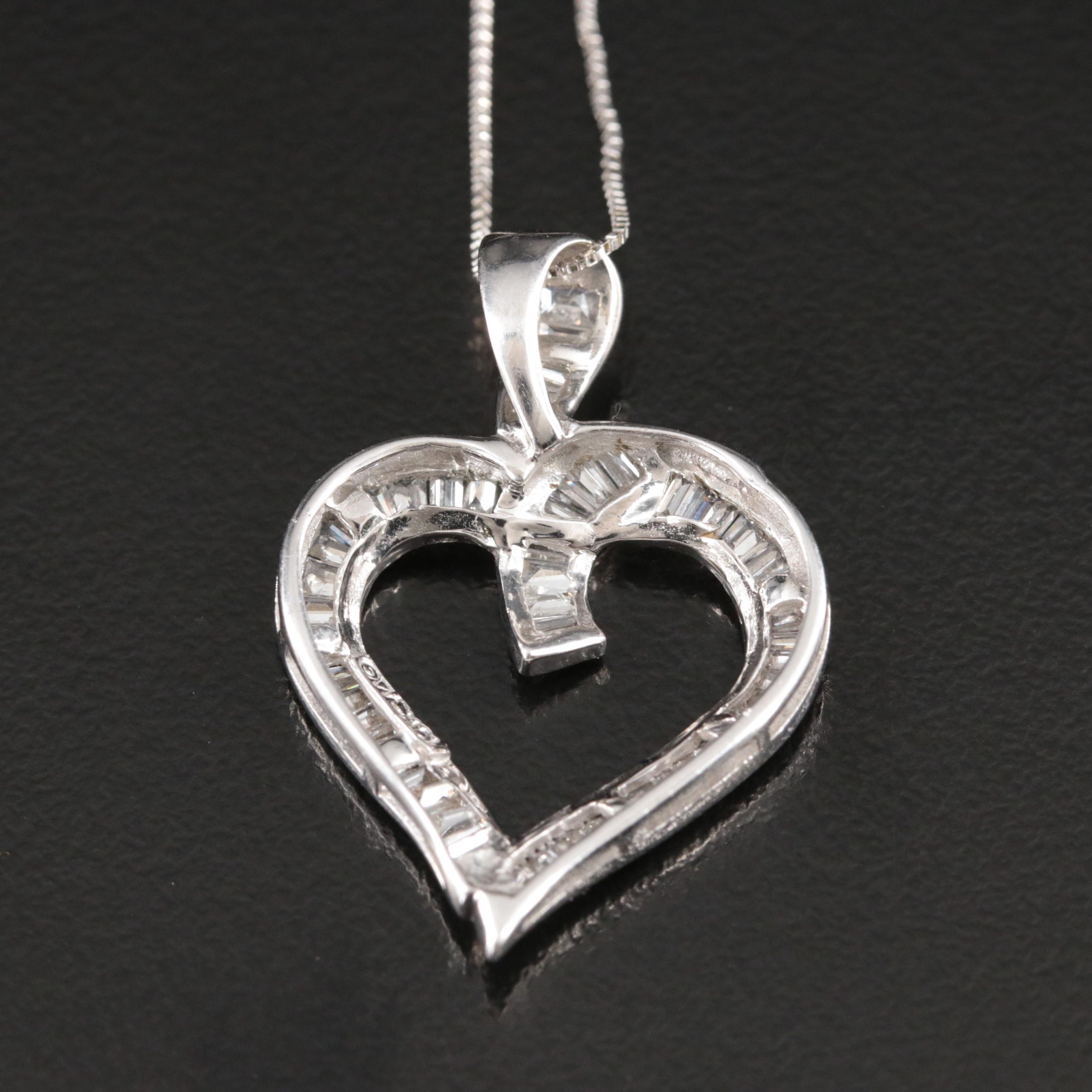 10K 0.50 CTW Diamond Heart Pendant Necklace