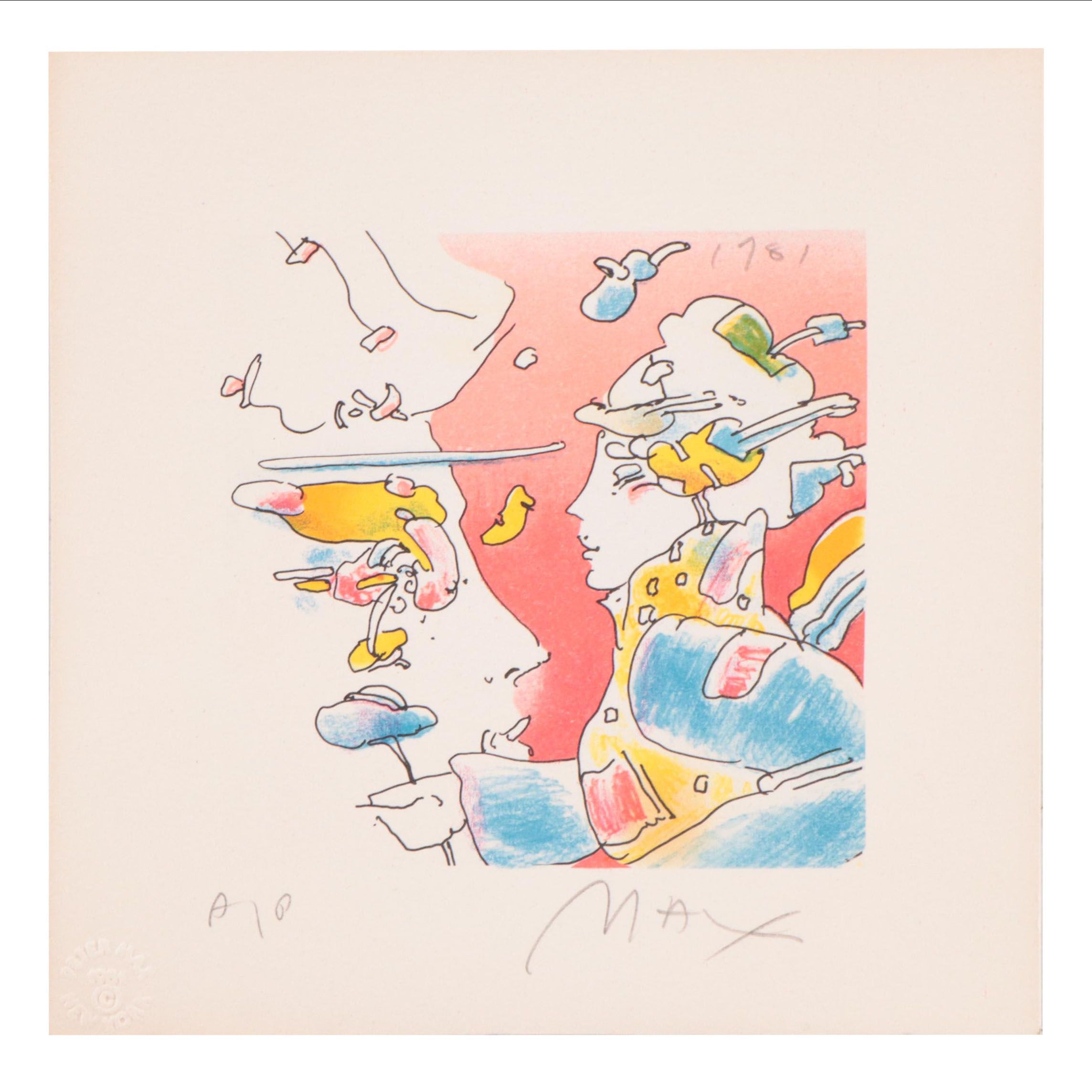 Peter Max Psychedelic Figurative Lithograph "Cosmic Holiday," 1981