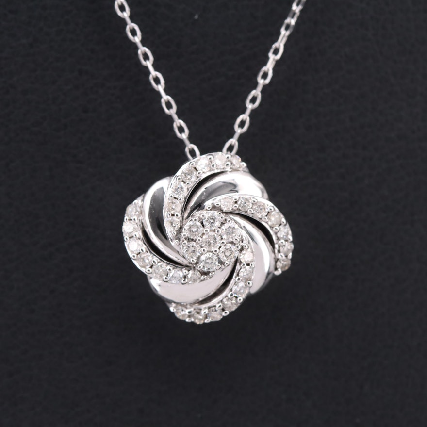 10K 0.34 CTW Diamond Pendant Necklace