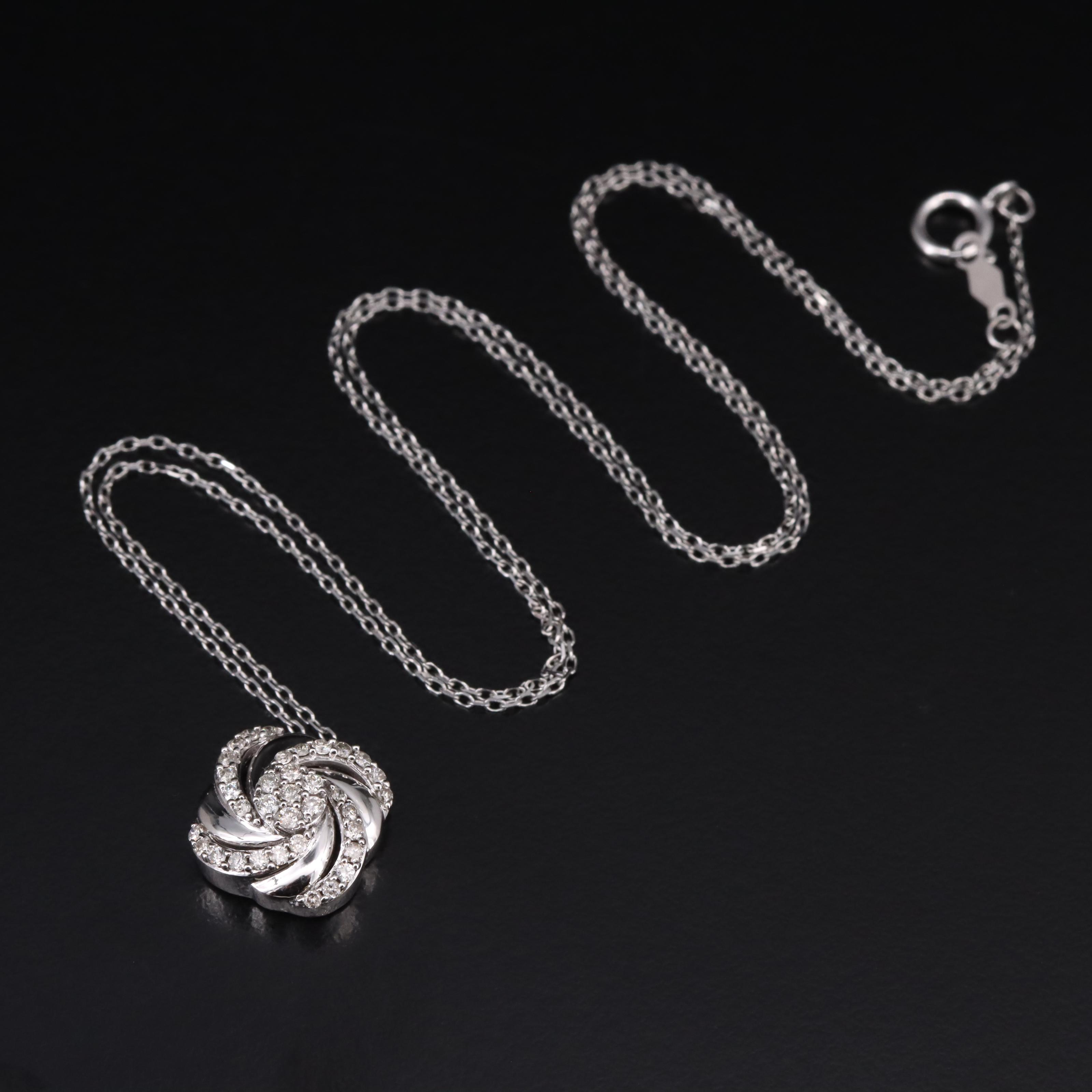 10K 0.34 CTW Diamond Pendant Necklace