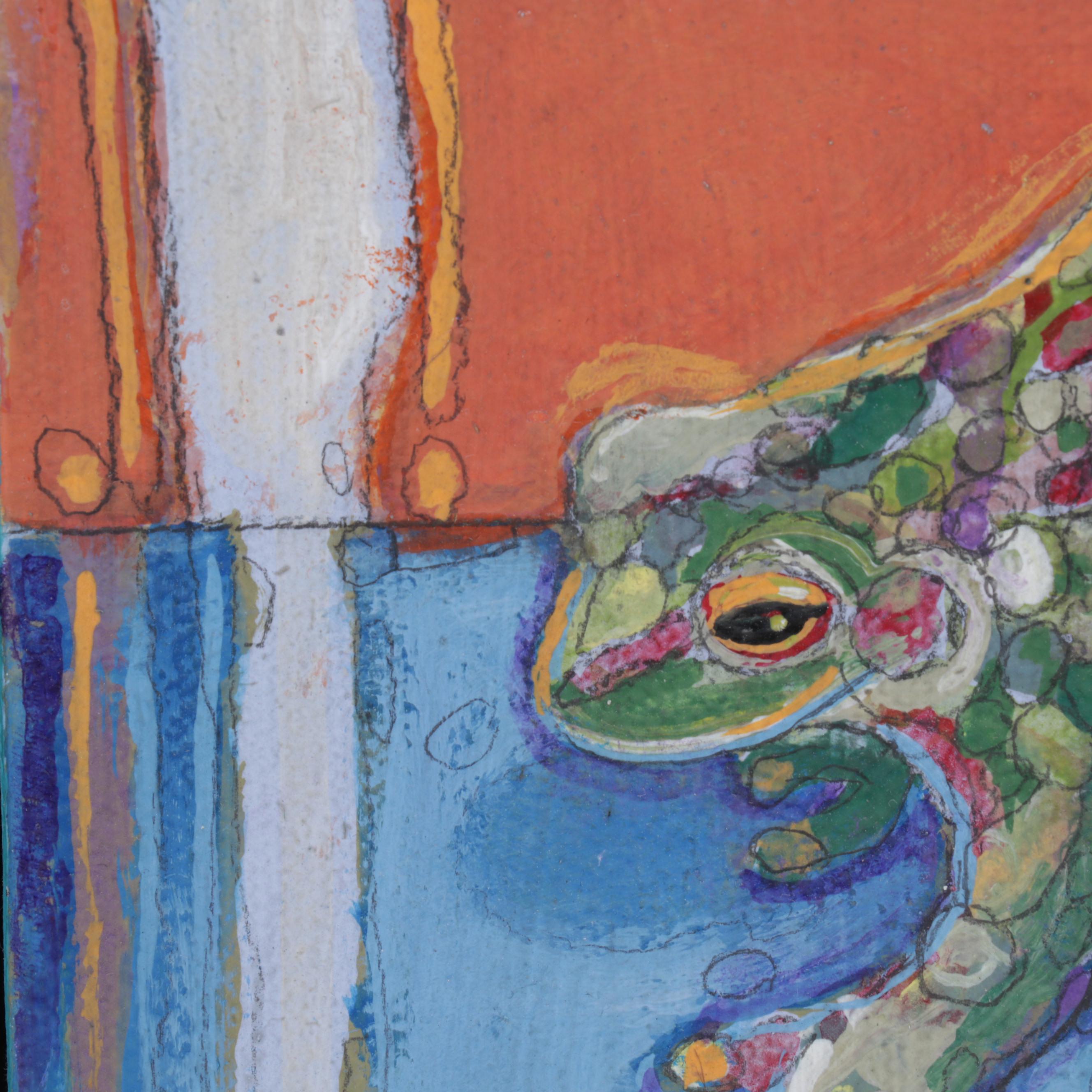 Folk Art Acrylic Painting and Pastel Drawing, Circa 1996