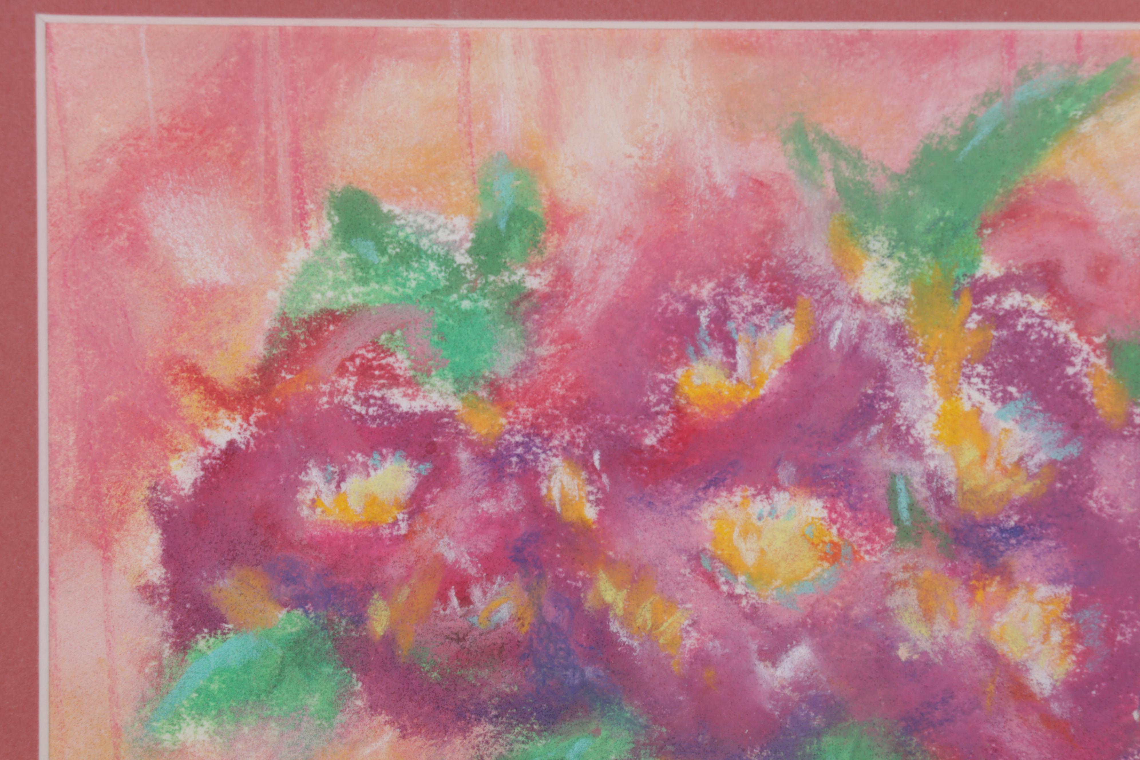 Folk Art Acrylic Painting and Pastel Drawing, Circa 1996