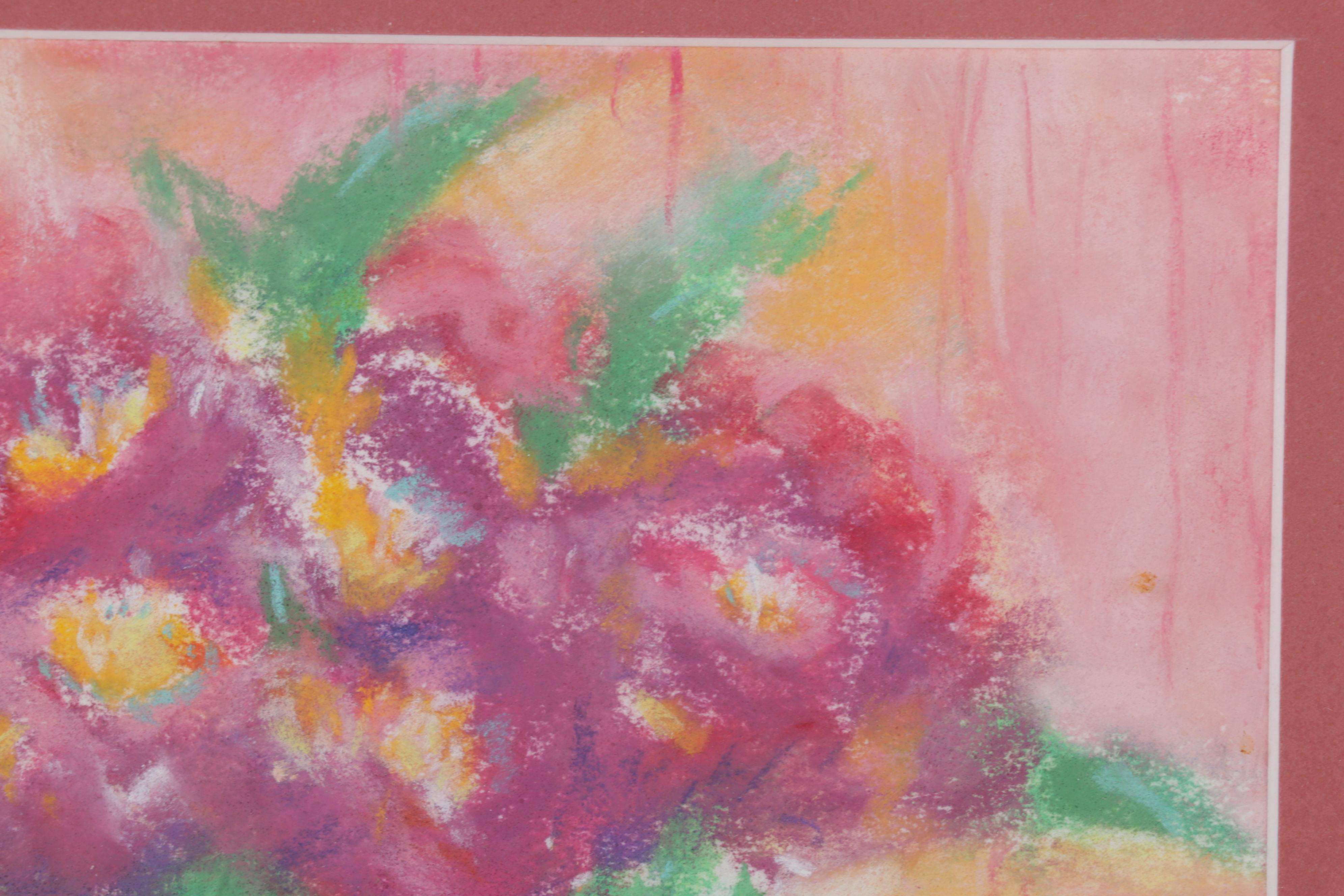 Folk Art Acrylic Painting and Pastel Drawing, Circa 1996