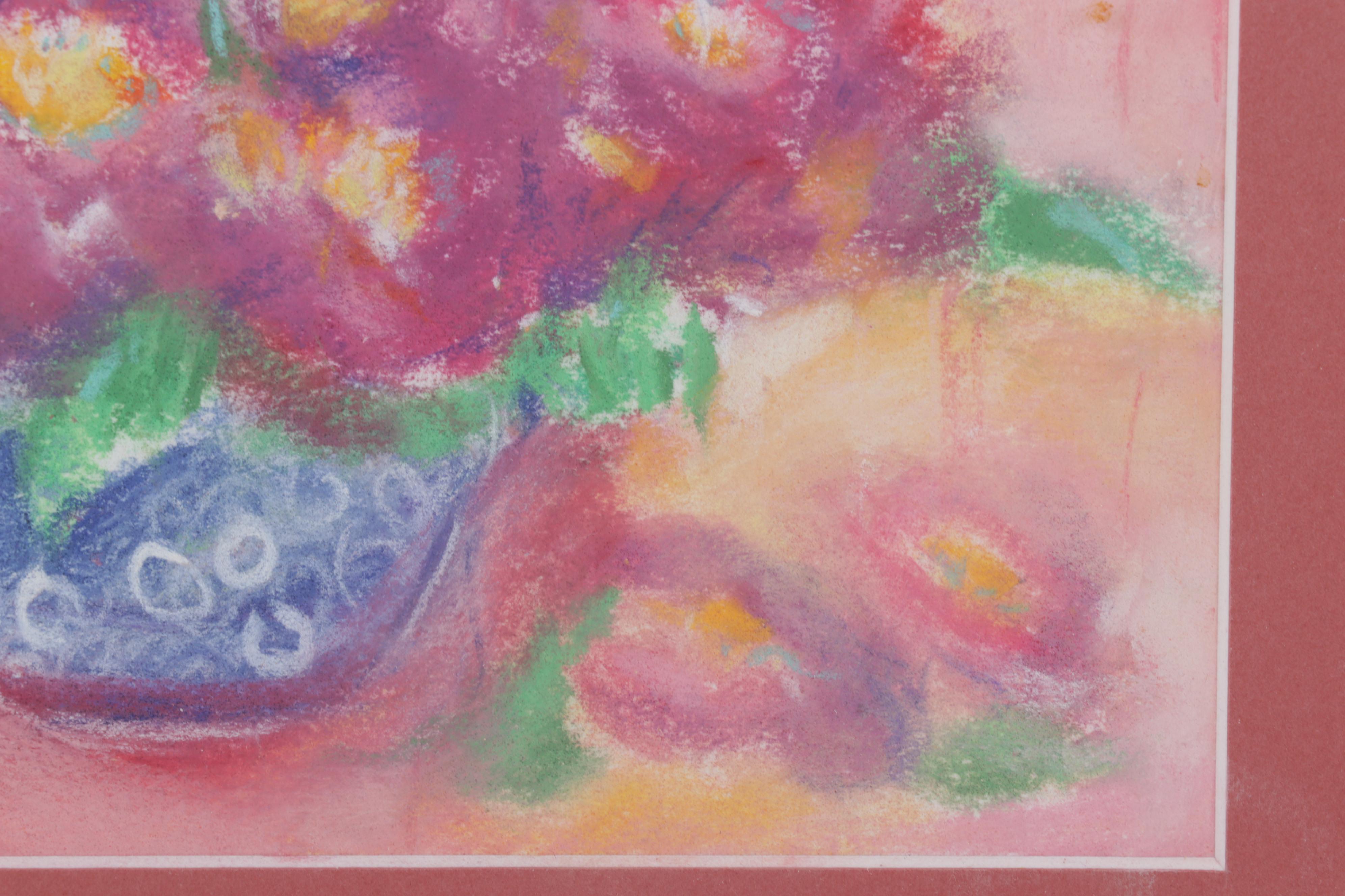 Folk Art Acrylic Painting and Pastel Drawing, Circa 1996