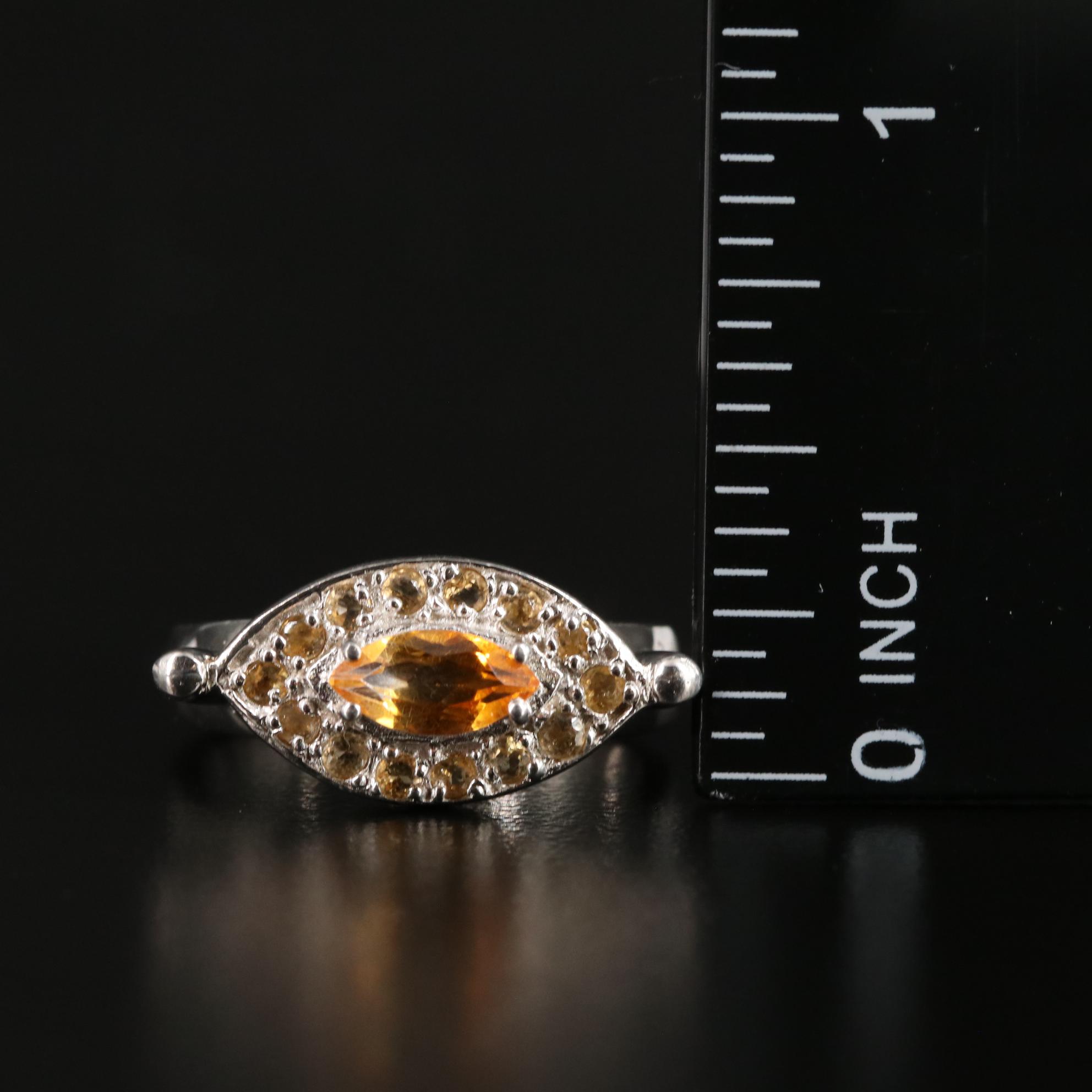 Sterling and Citrine East West Ring