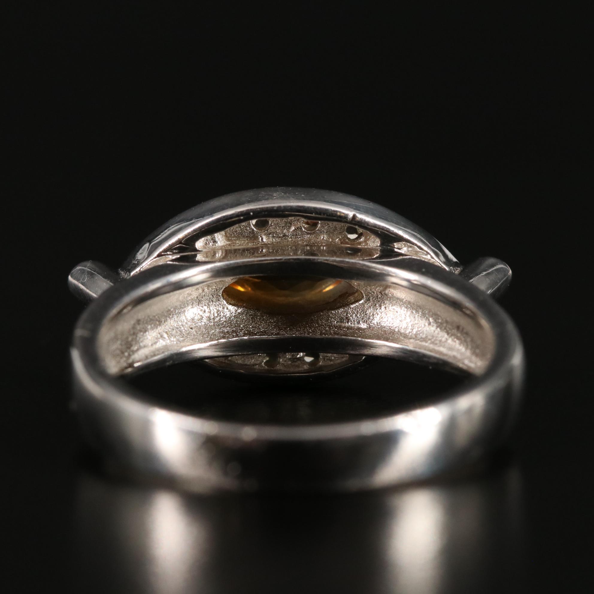 Sterling and Citrine East West Ring