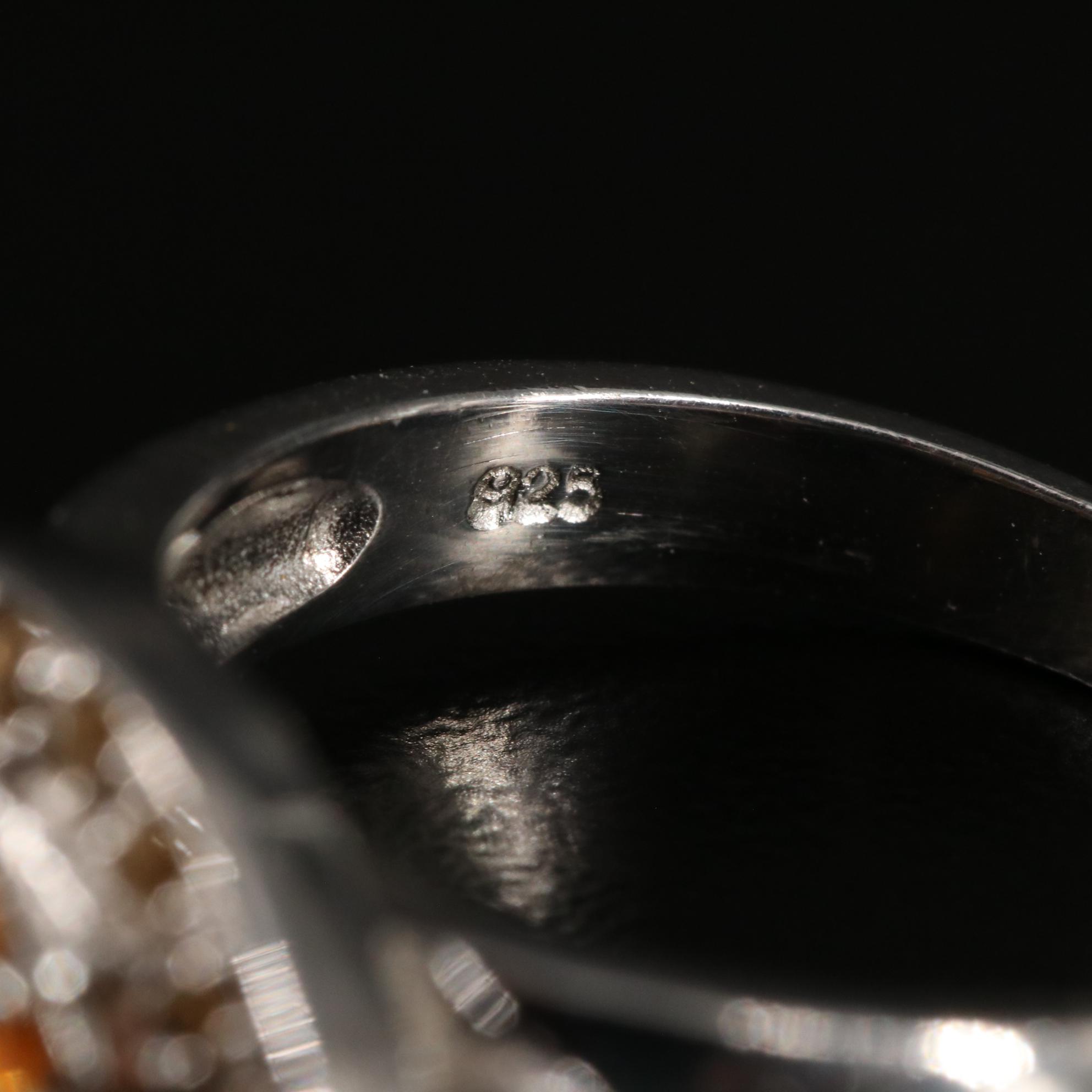 Sterling and Citrine East West Ring