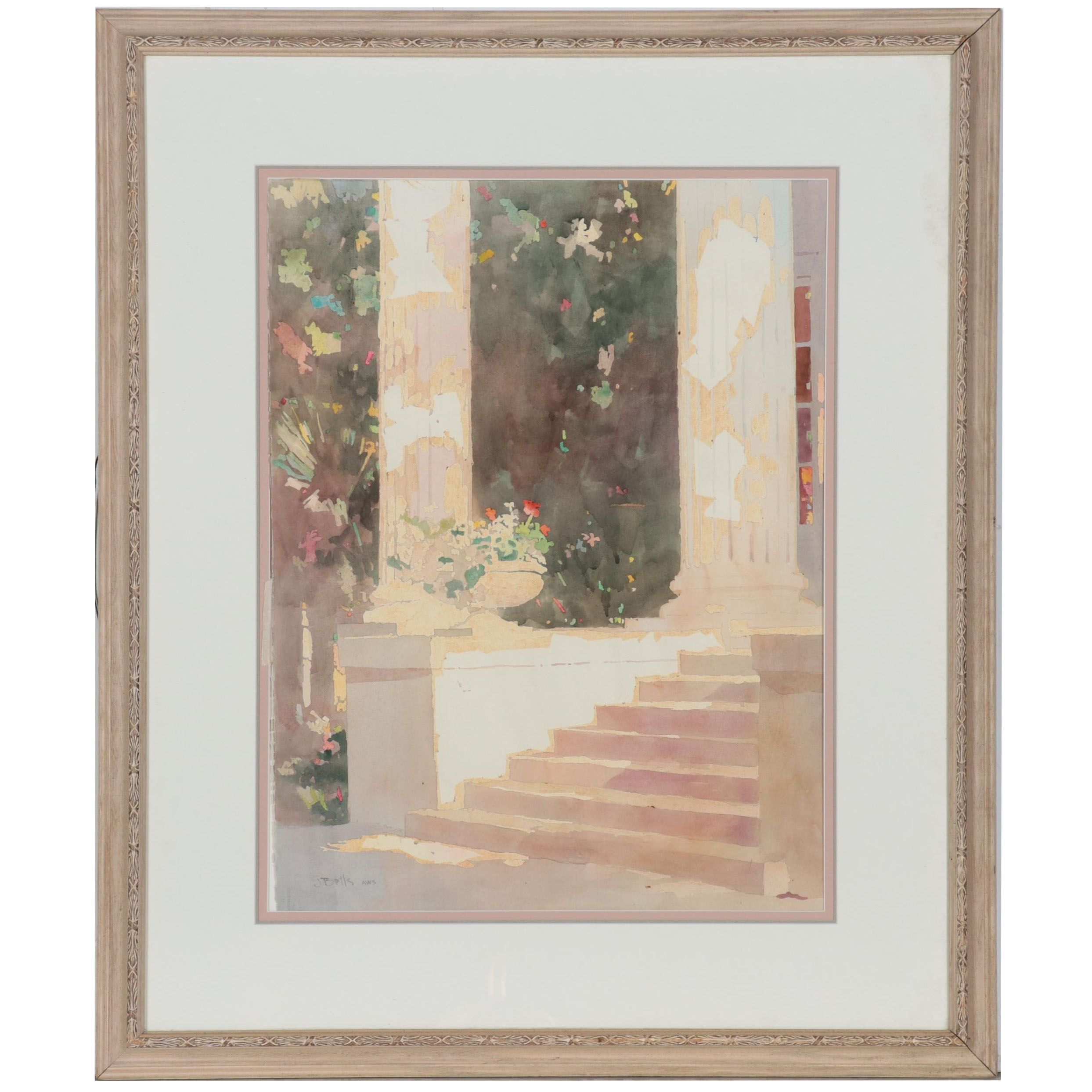 J. Betts Watercolor Painting of Pathway, Late 20th Century