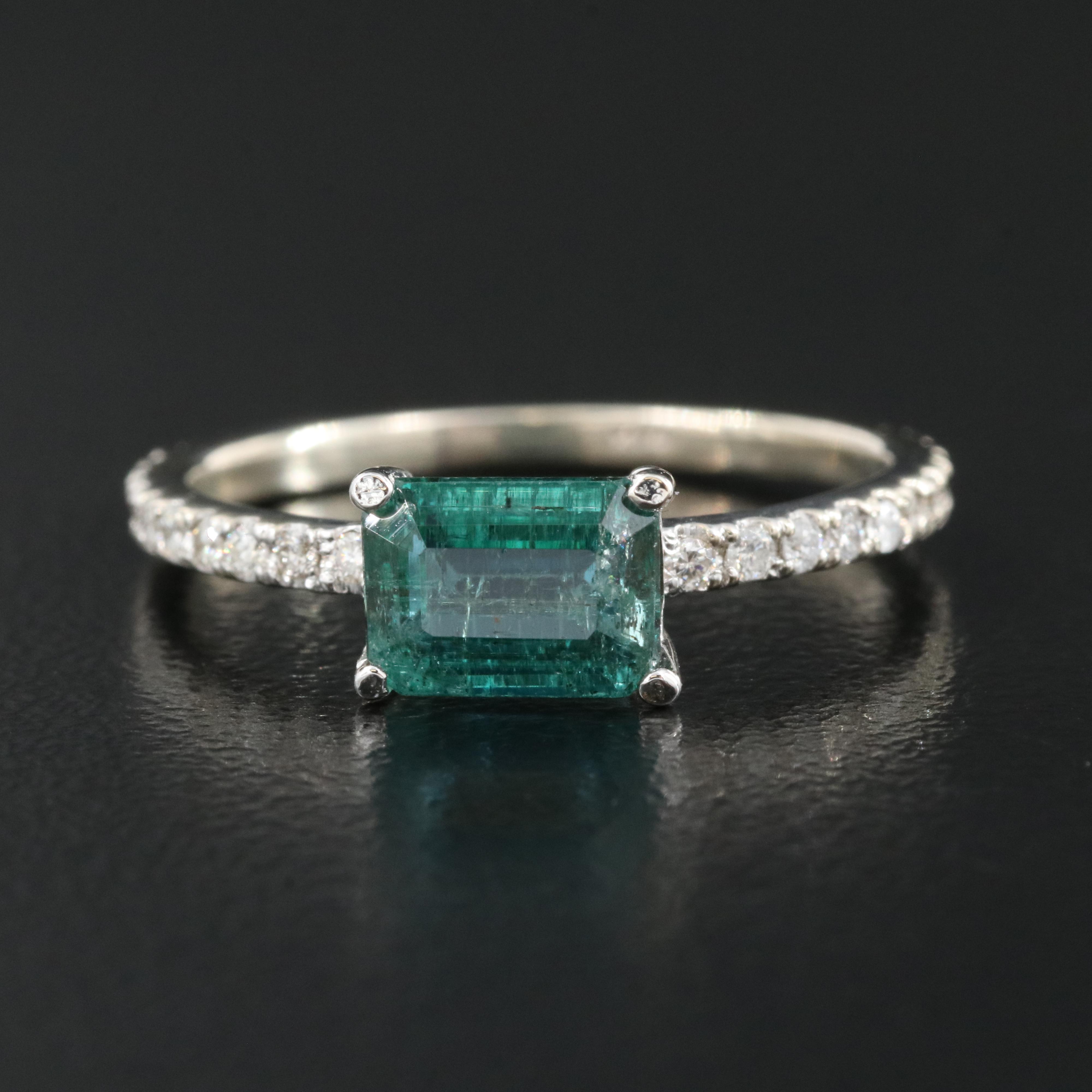 14K Emerald and Diamond Ring