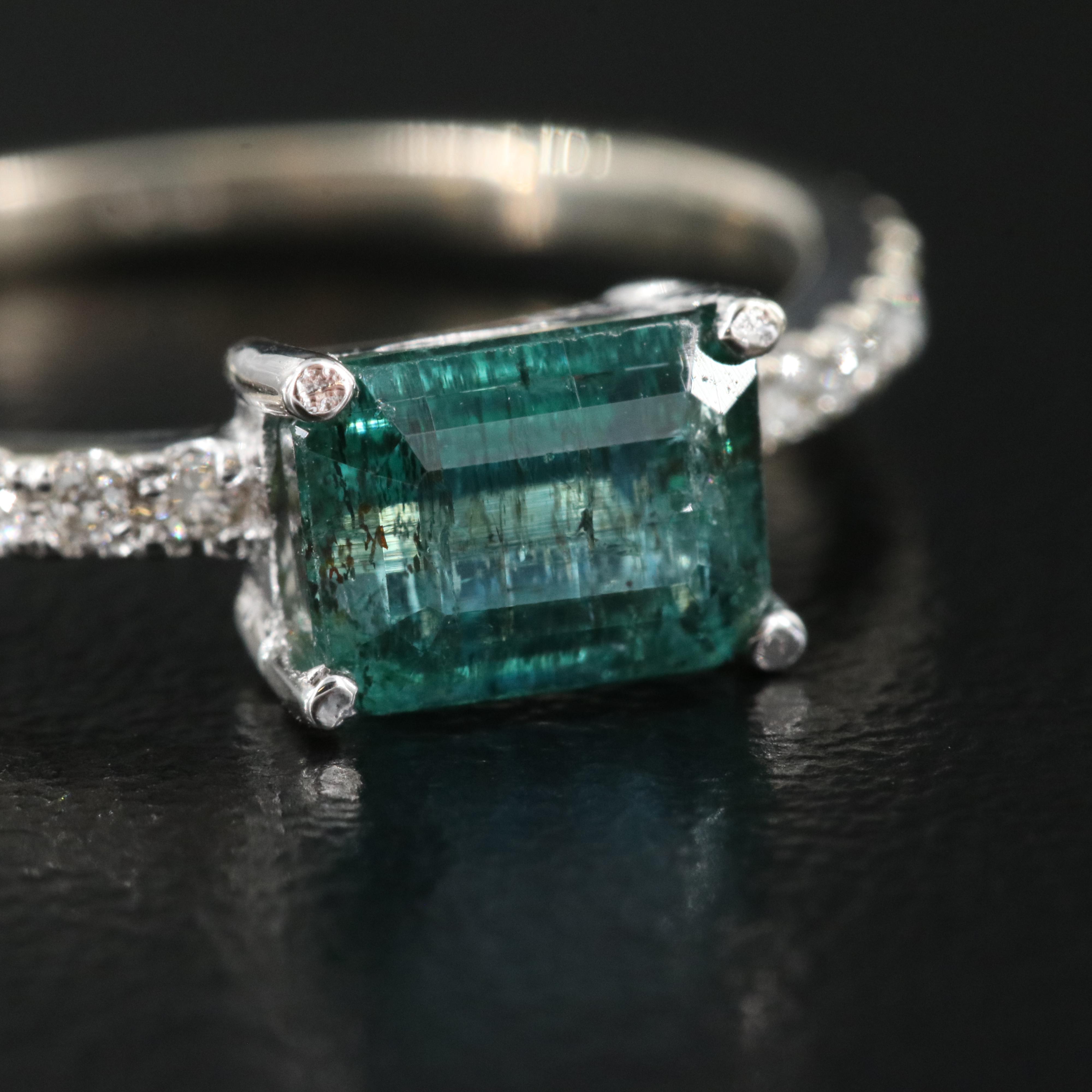 14K Emerald and Diamond Ring