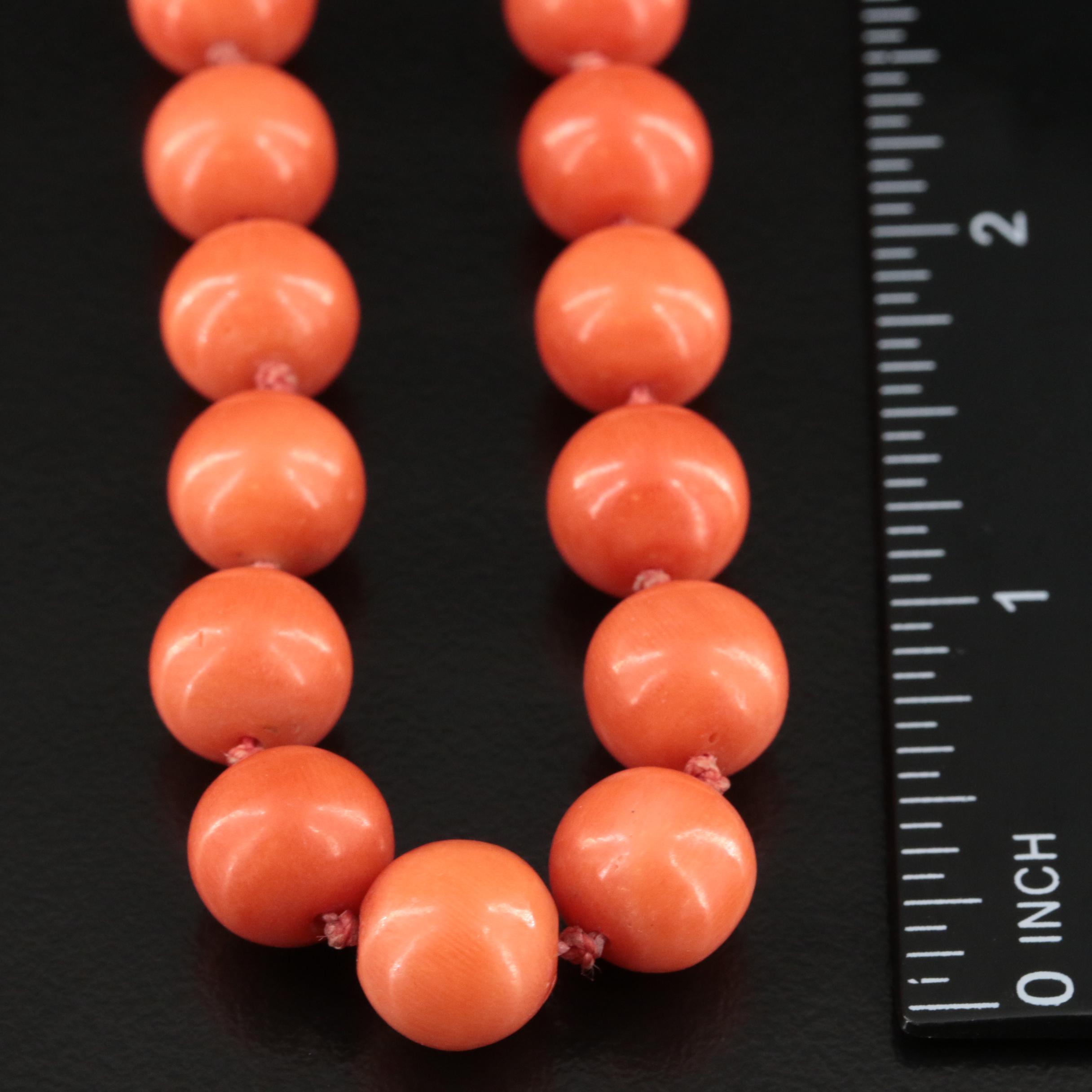 Coral Bead Necklace with 14K Clasp