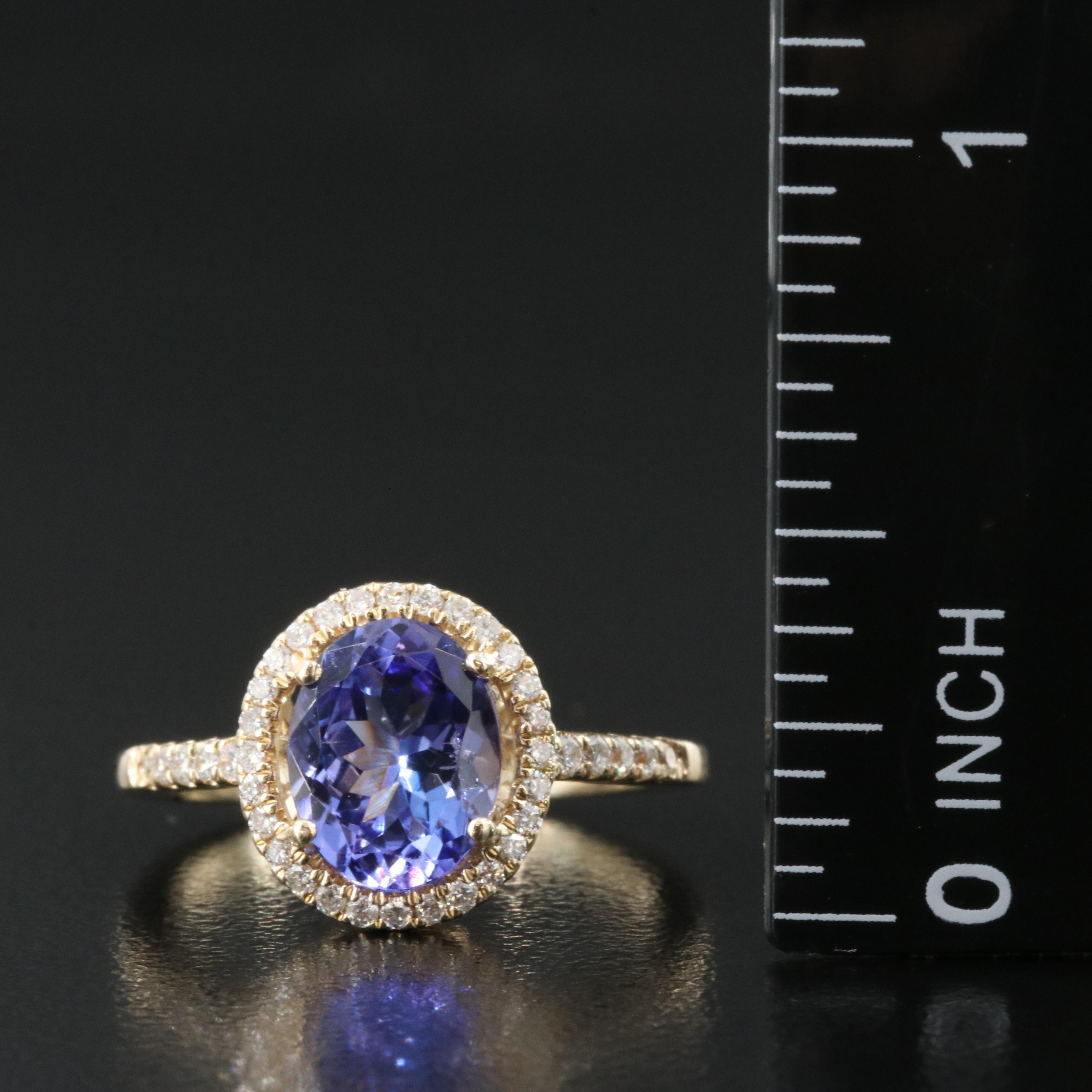 14K Tanzanite and Diamond Halo Ring