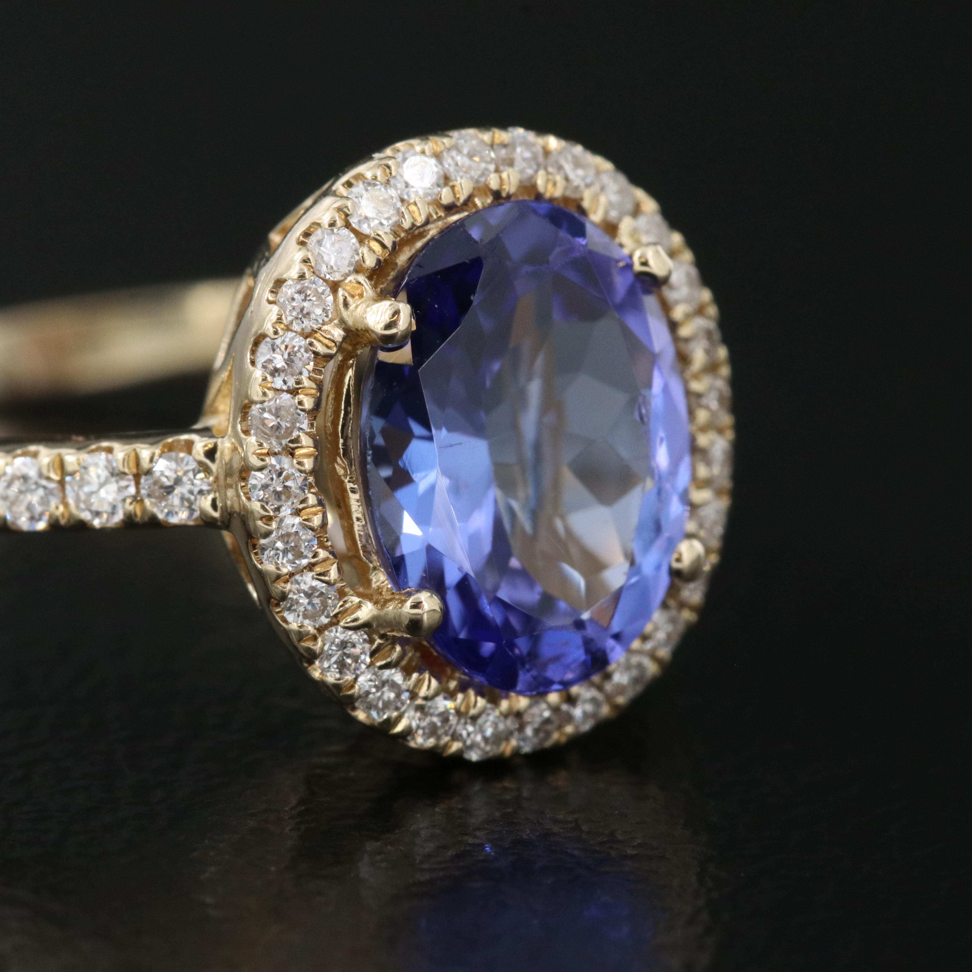 14K Tanzanite and Diamond Halo Ring
