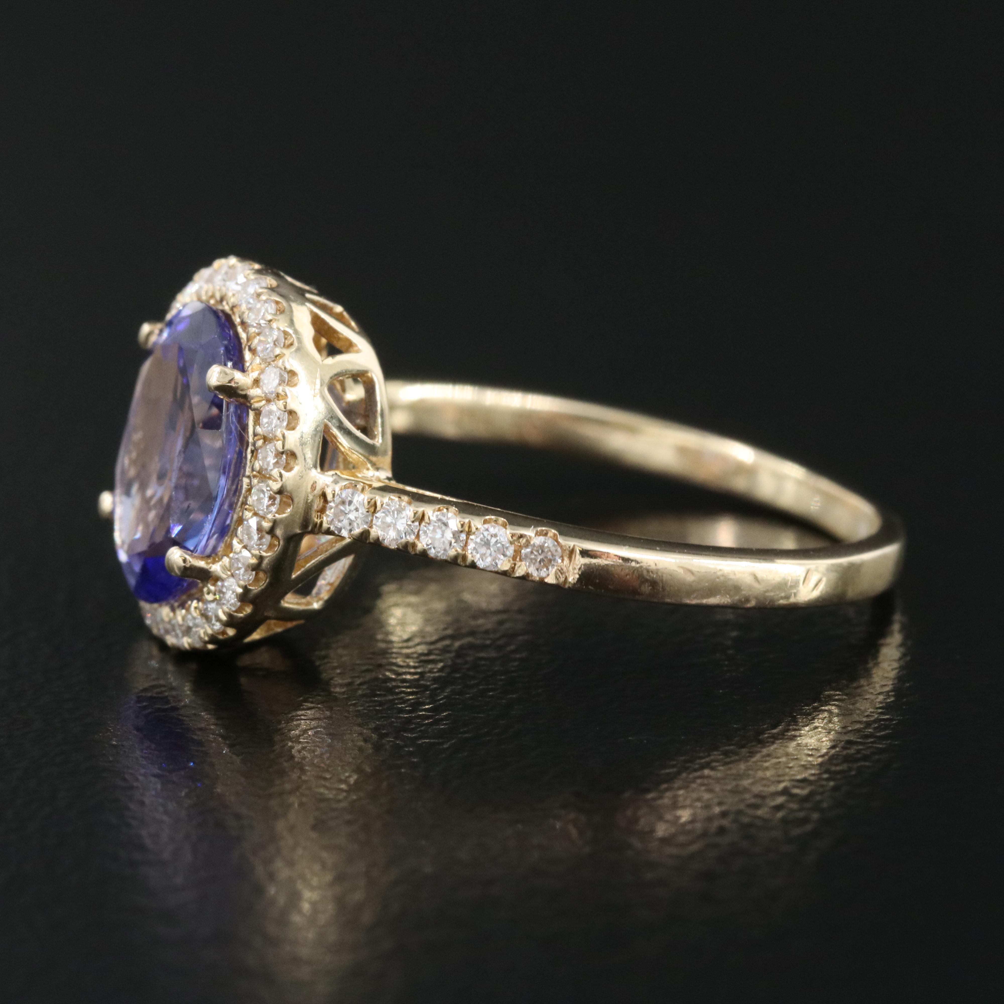 14K Tanzanite and Diamond Halo Ring