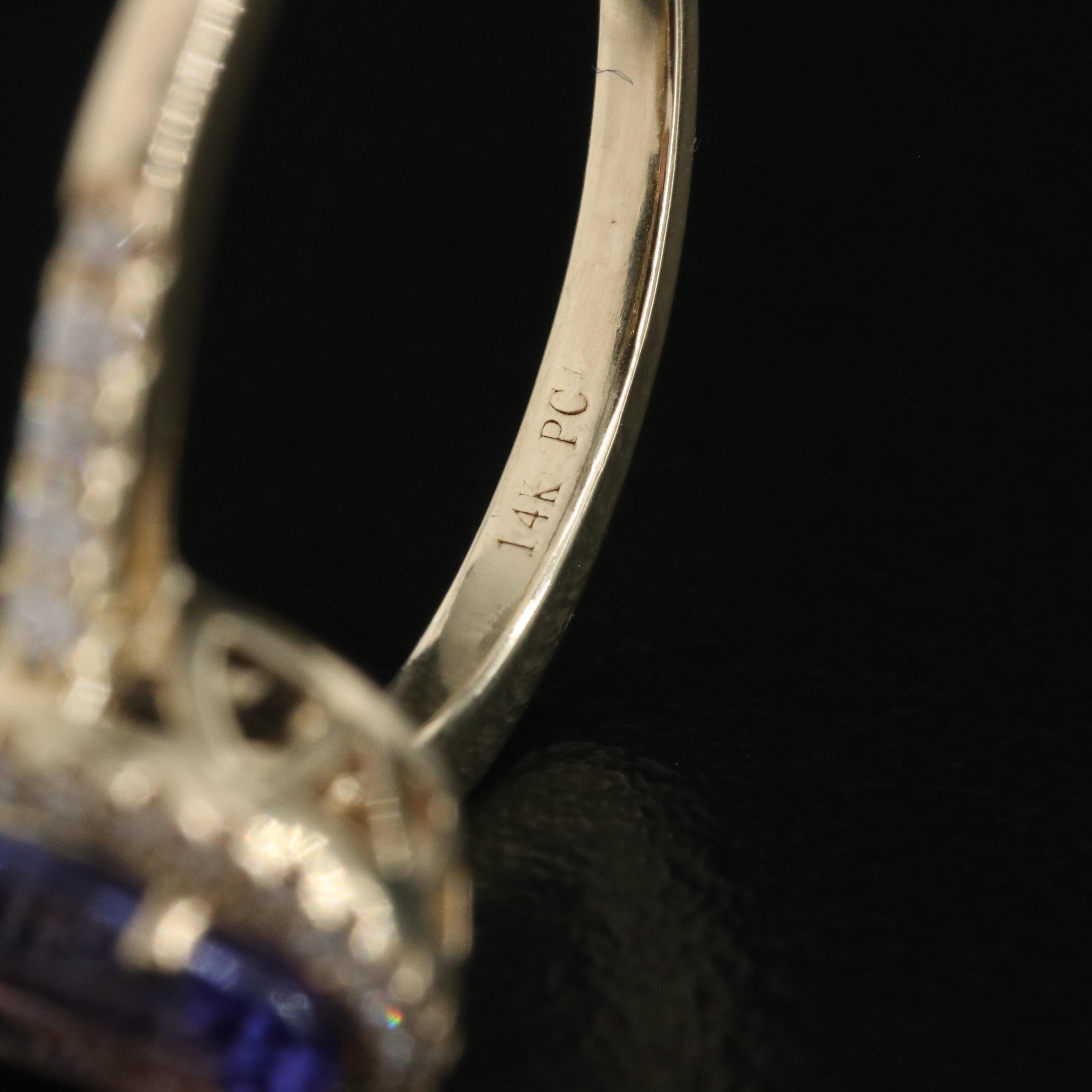 14K Tanzanite and Diamond Halo Ring