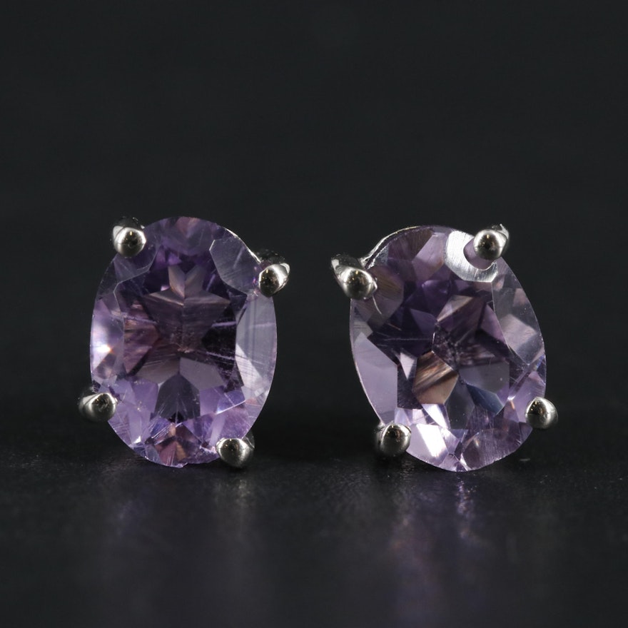 Sterling Purple Gemstone Stud Earrings