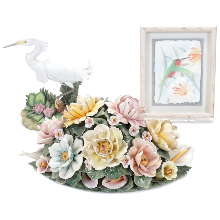 Napcoware "Snowy Egret" Porcelain Figurine and Other Decor