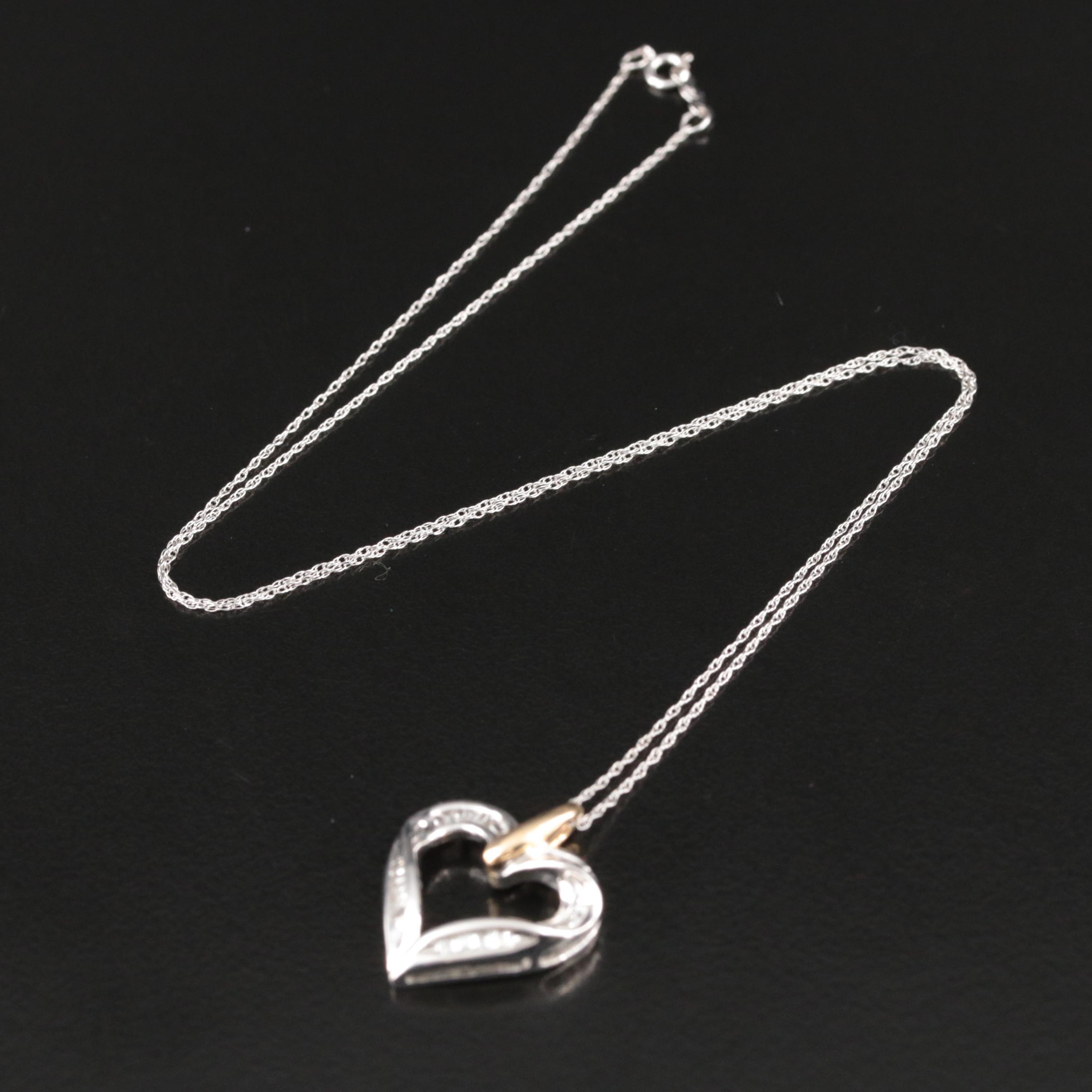 14K 0.20 CTW Diamond Heart Pendant Necklace